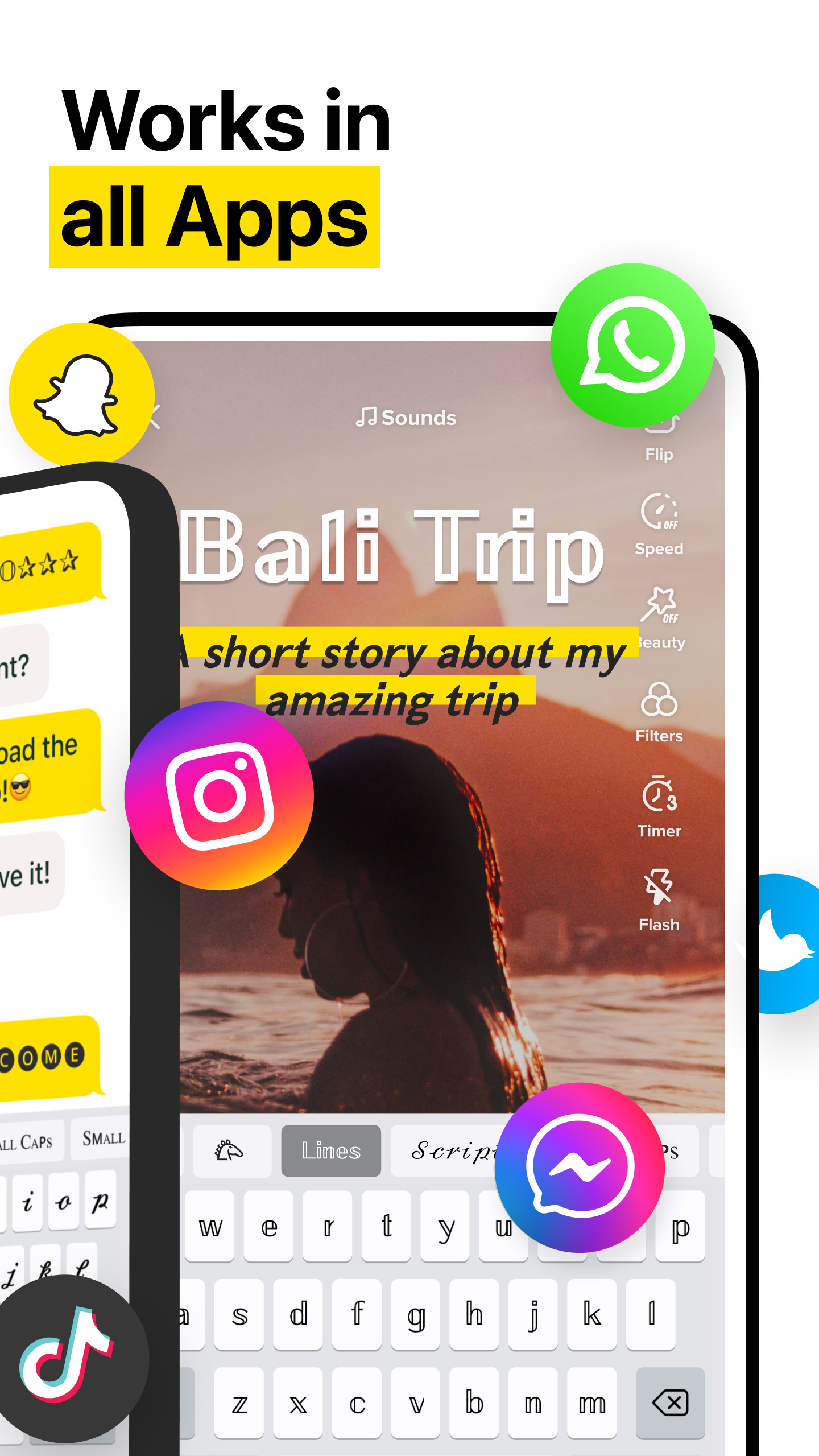 اسکرین شات 2 برنامه Fonts for Instagram, Keyboards