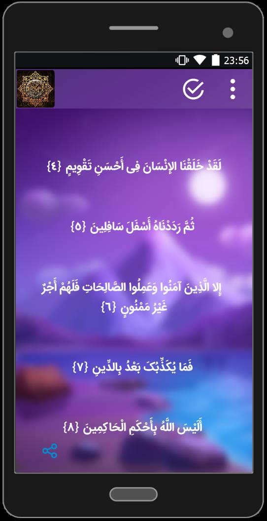 اسکرین شات 3 برنامه سوره التین(متن+صوتی)