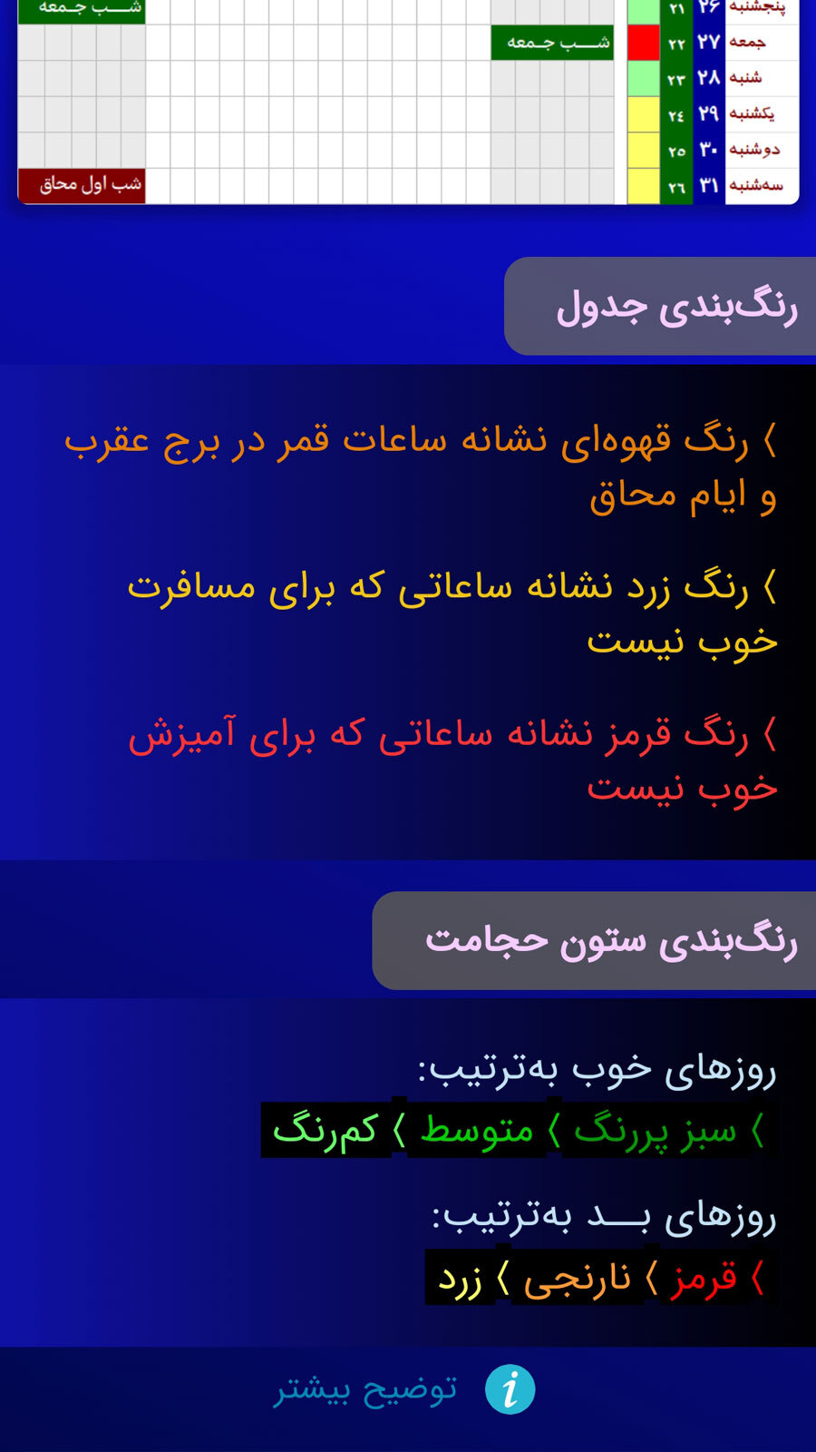 اسکرین شات 3 برنامه ‏تقویم قمر در عقرب ۱۴۰۴