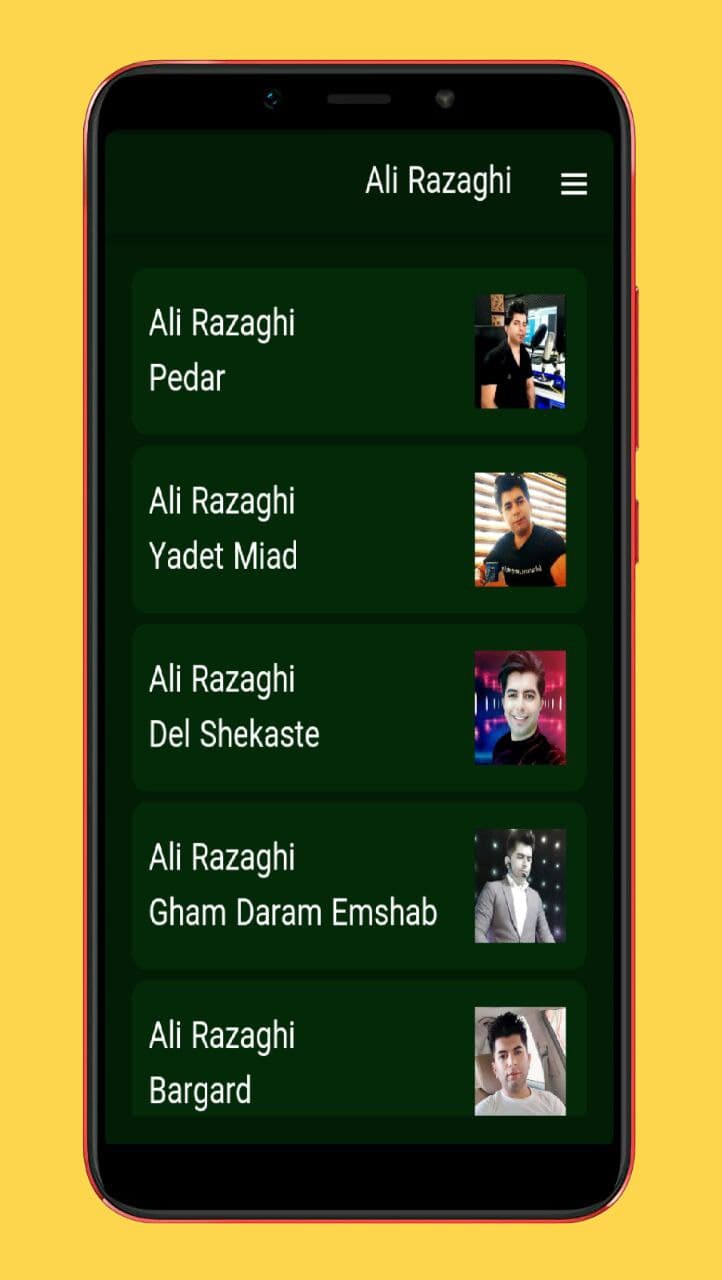 اسکرین شات 2 برنامه آهنگ های علی رزاقی