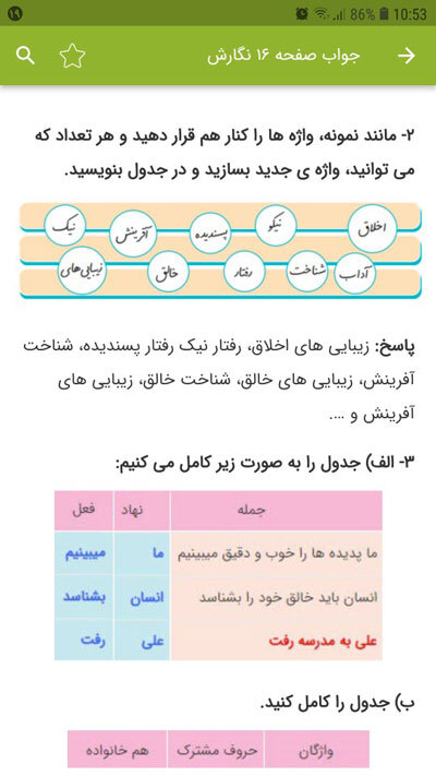 اسکرین شات 5 برنامه گام به گام نگارش ششم