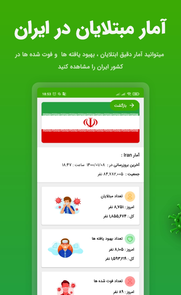 اسکرین شات 3 برنامه کروناپ ( آمار کرونا )
