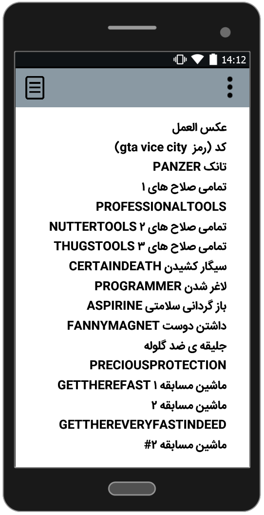 اسکرین شات 2 برنامه رمز های جی تی ای 4 (Vice City)