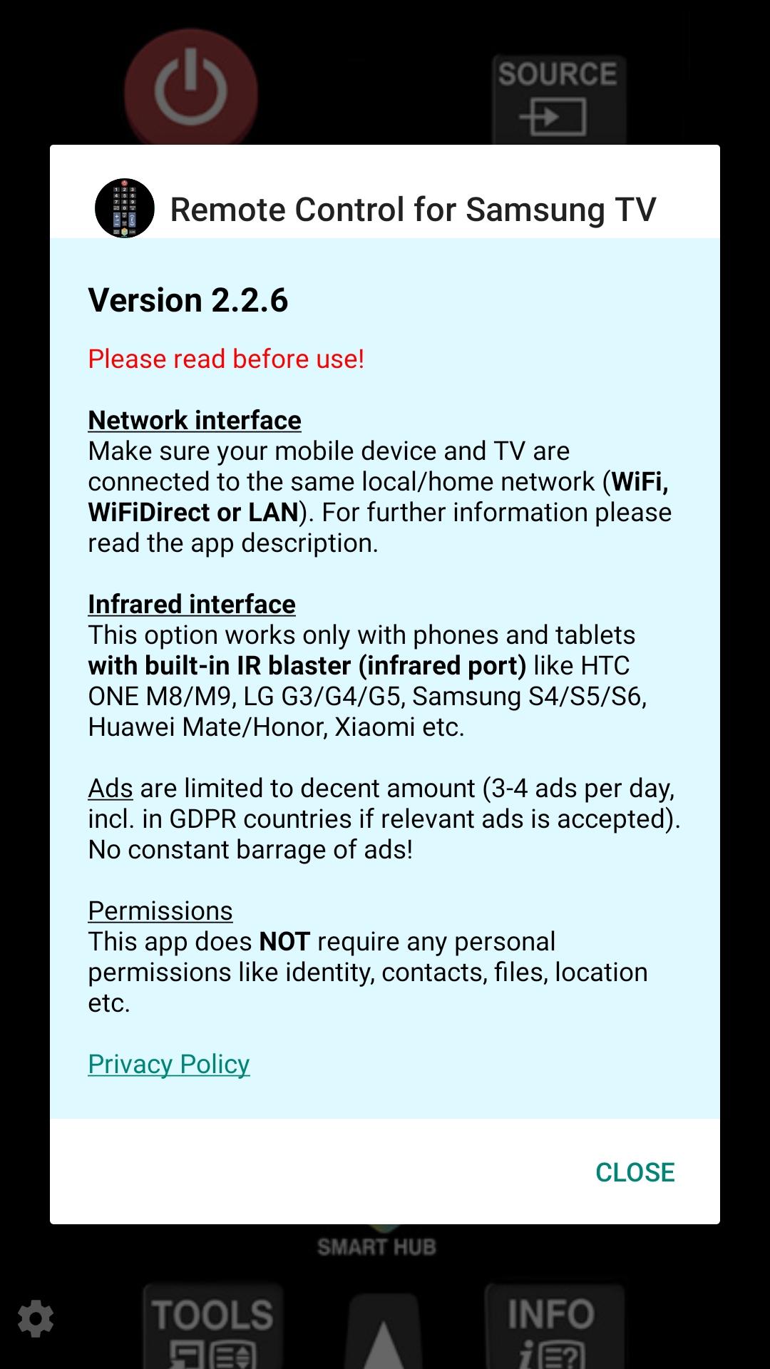 اسکرین شات 2 برنامه TV (Samsung) Remote Control