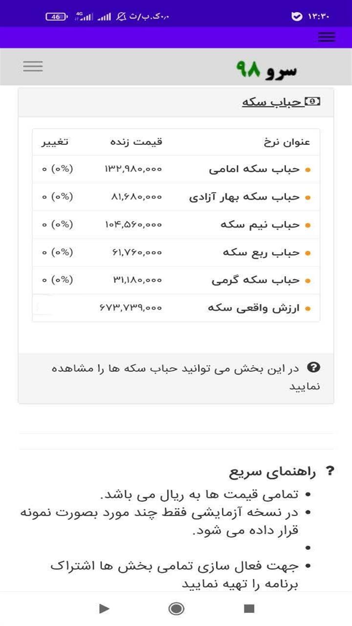 اسکرین شات 2 برنامه ‏قیمت سکه امروز