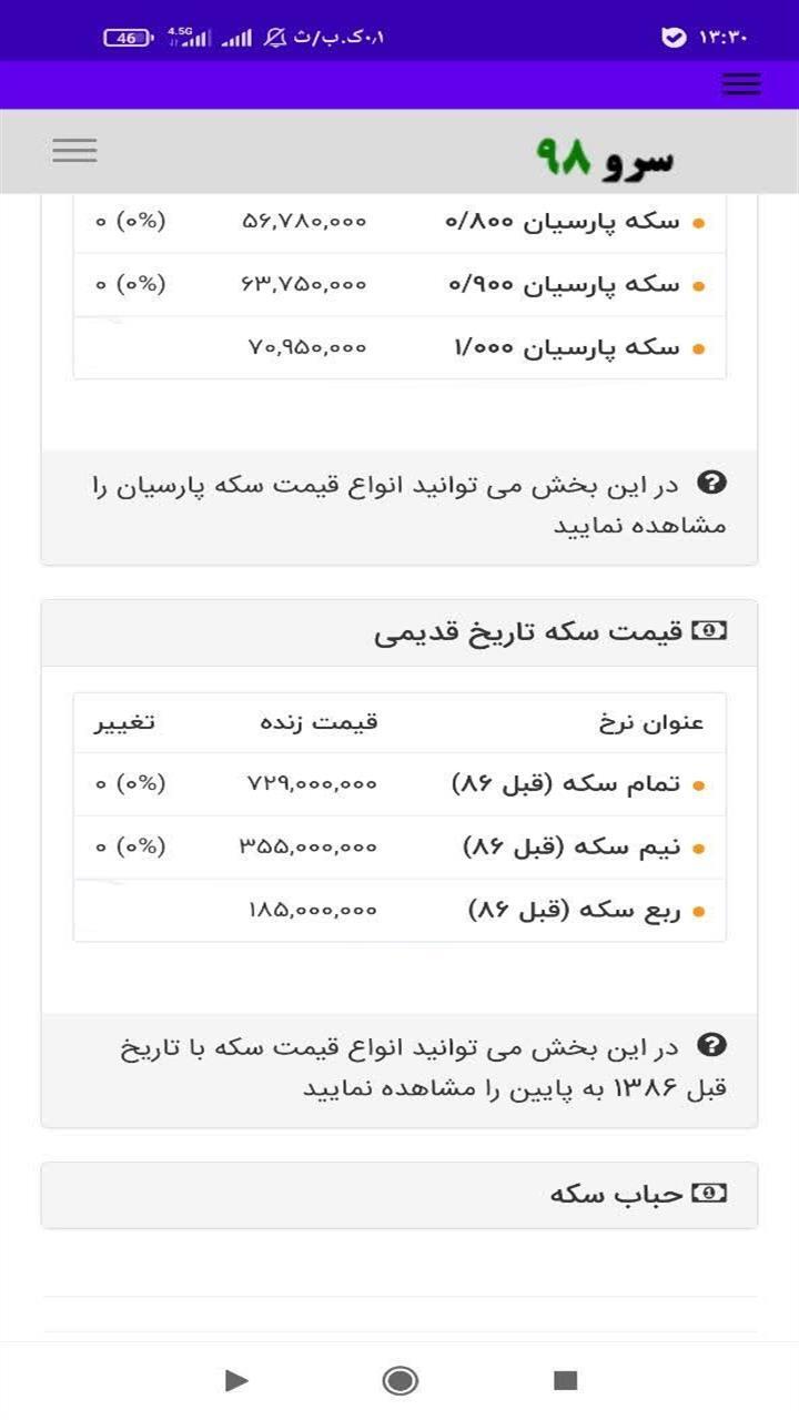 اسکرین شات 7 برنامه ‏قیمت سکه امروز
