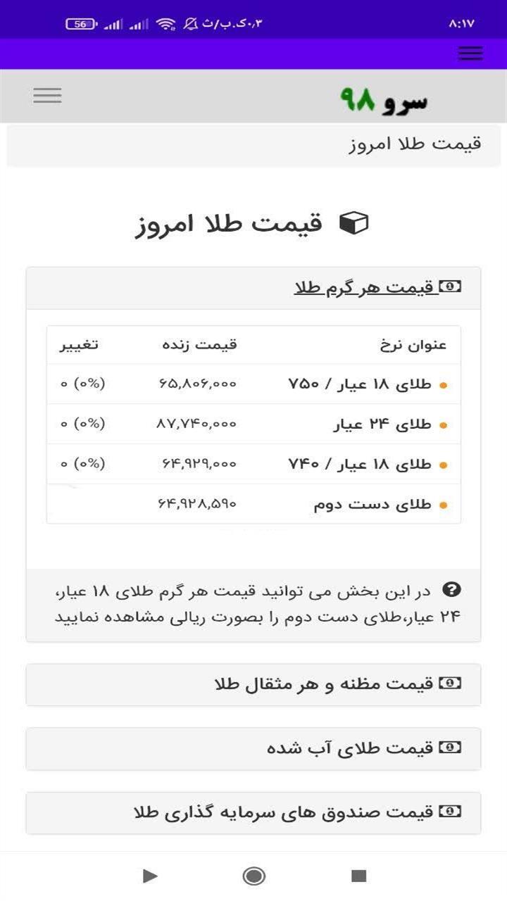 اسکرین شات 4 برنامه ‏قیمت طلا امروز