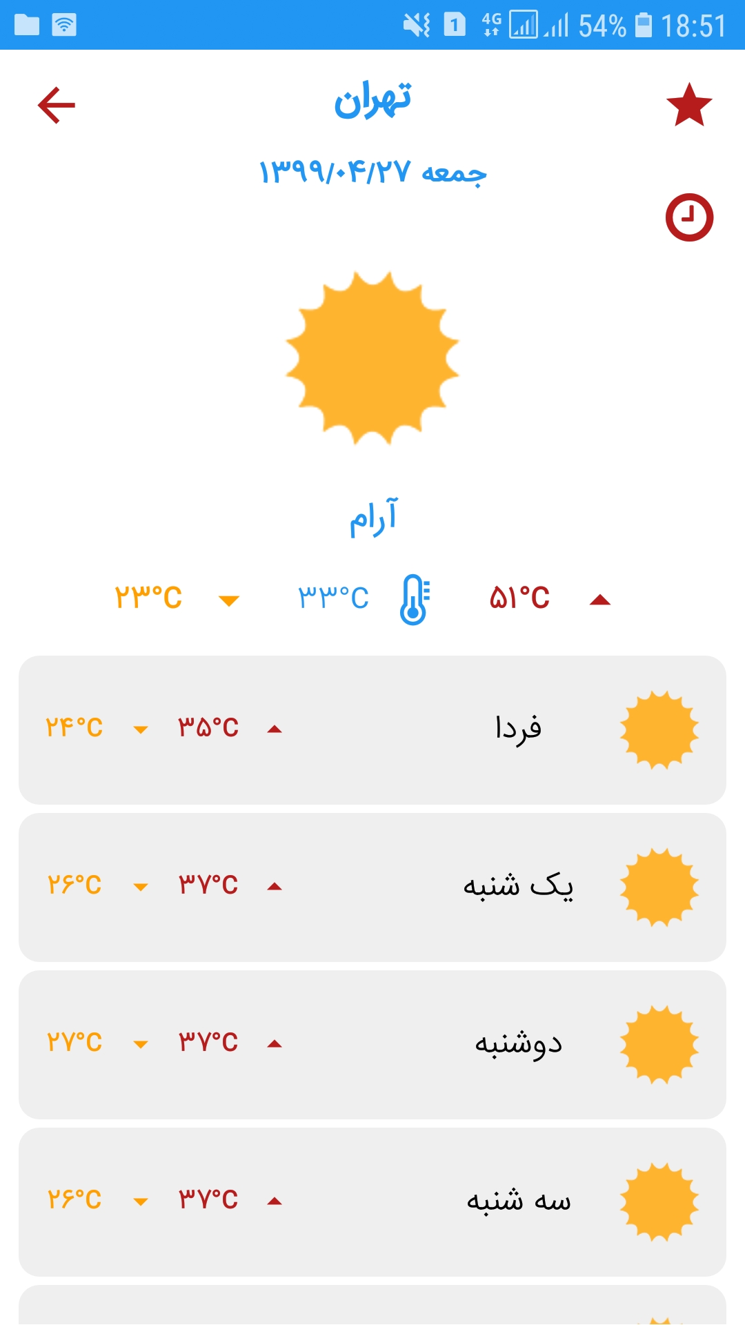 اسکرین شات 1 برنامه هواشناسی تهران