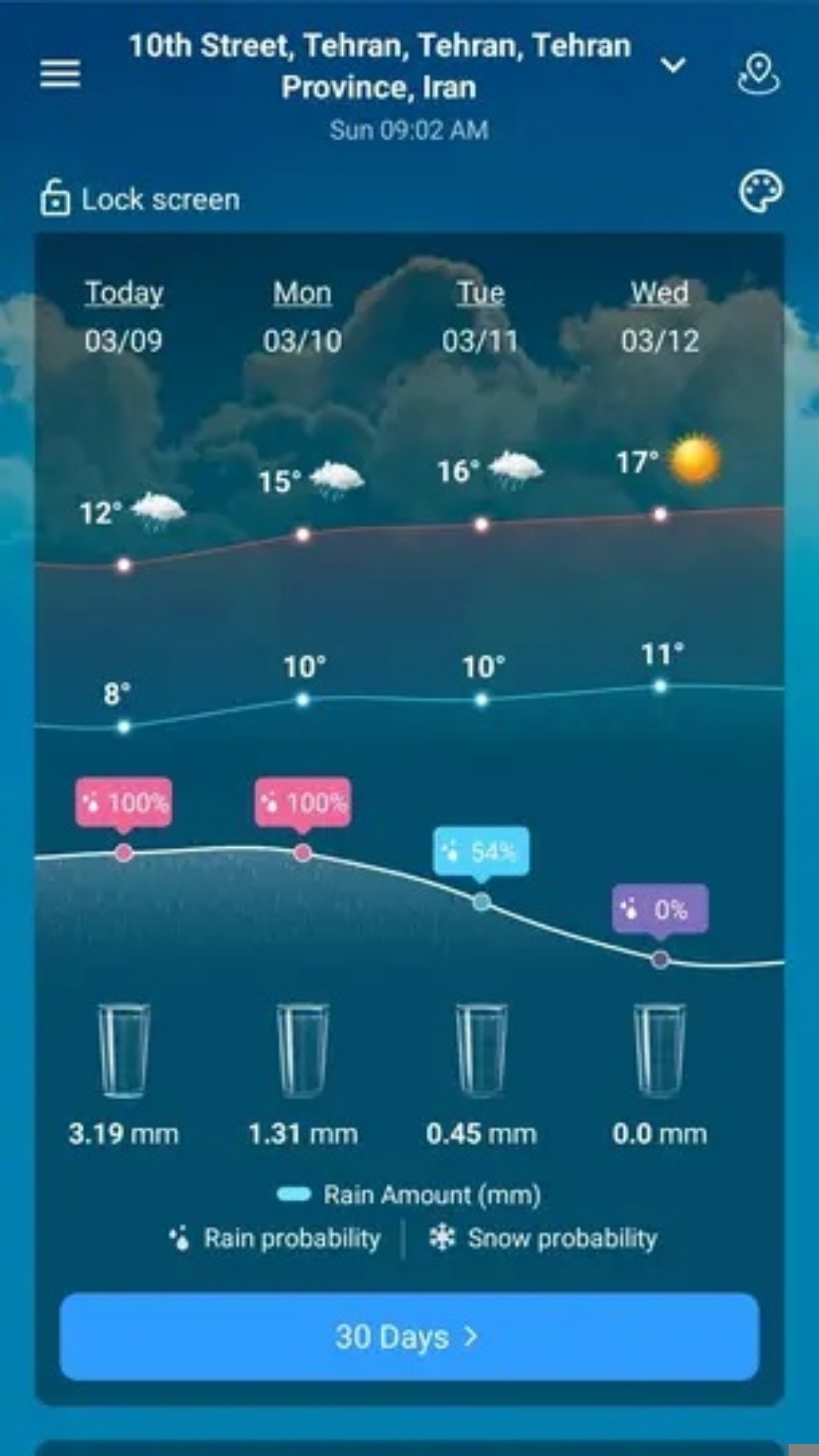 اسکرین شات 4 برنامه ‏‏‏هواشناسی پیشرفته و دقیق