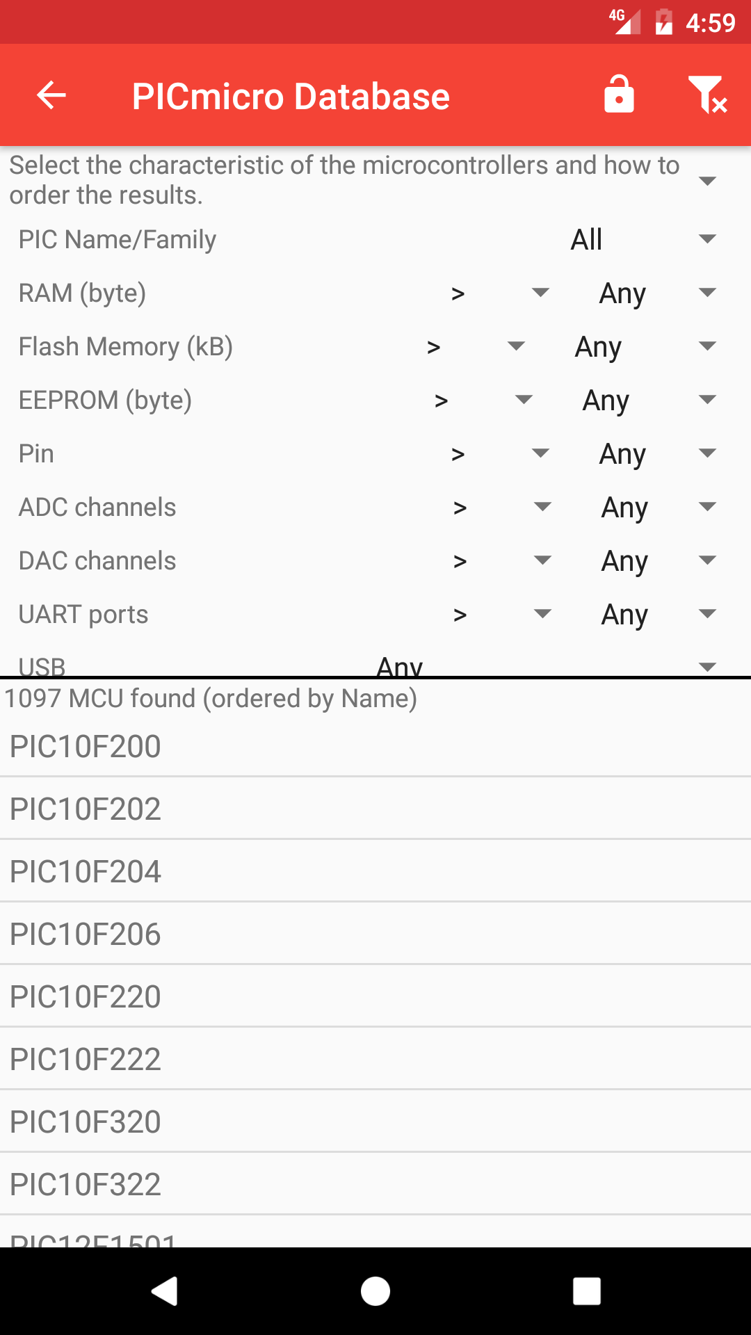 اسکرین شات 4 برنامه PICmicro Database