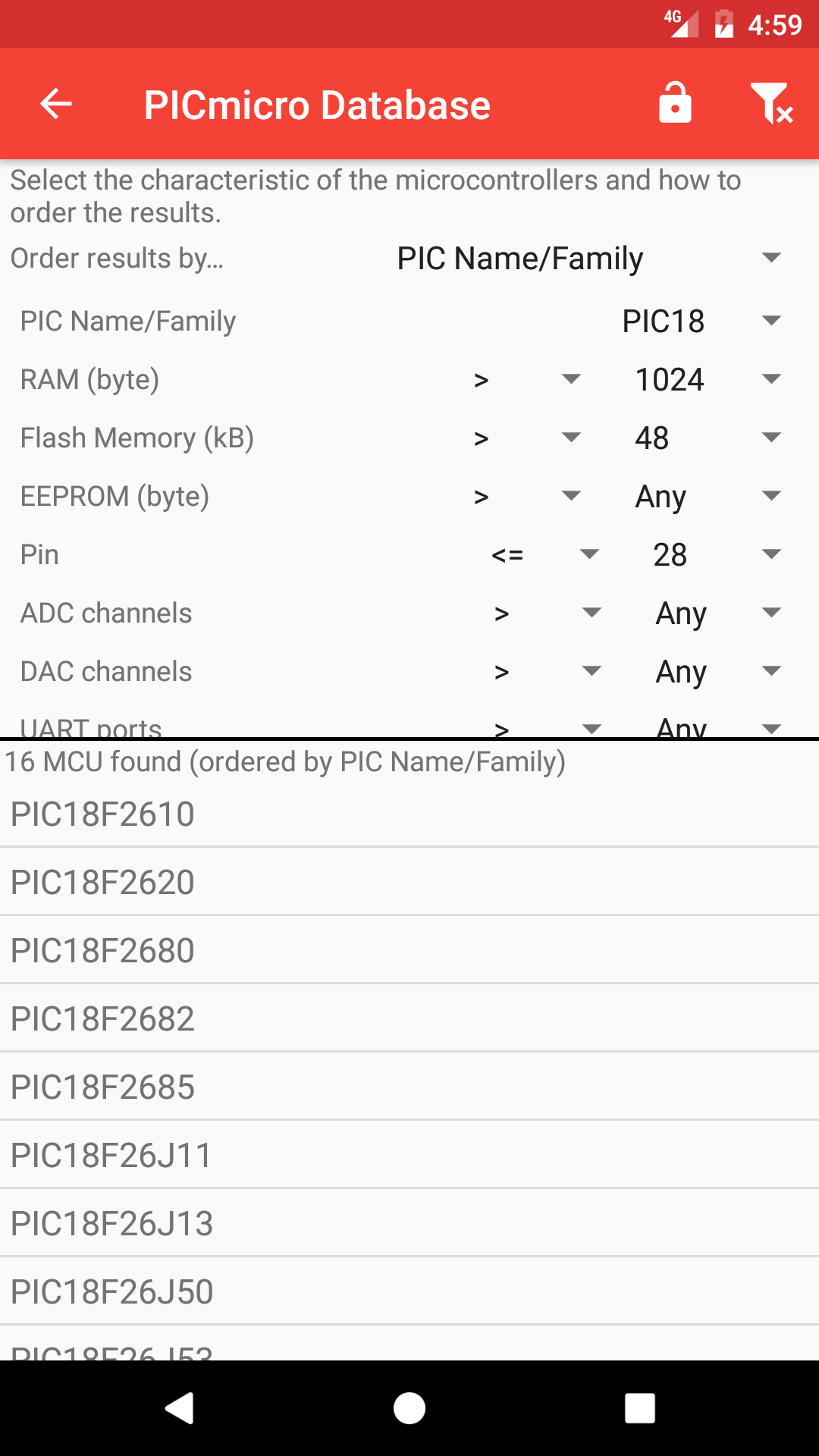 اسکرین شات 5 برنامه PICmicro Database
