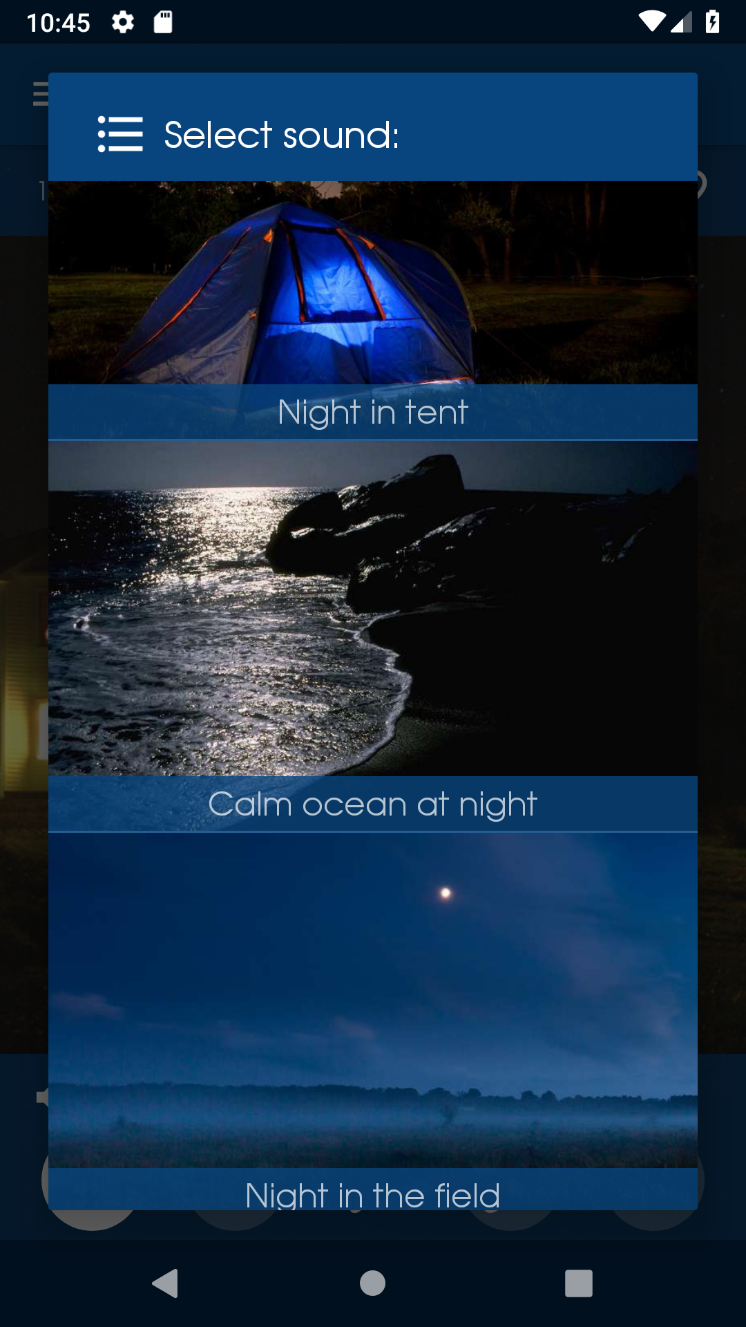 اسکرین شات 1 برنامه Relax Night: sleep sounds