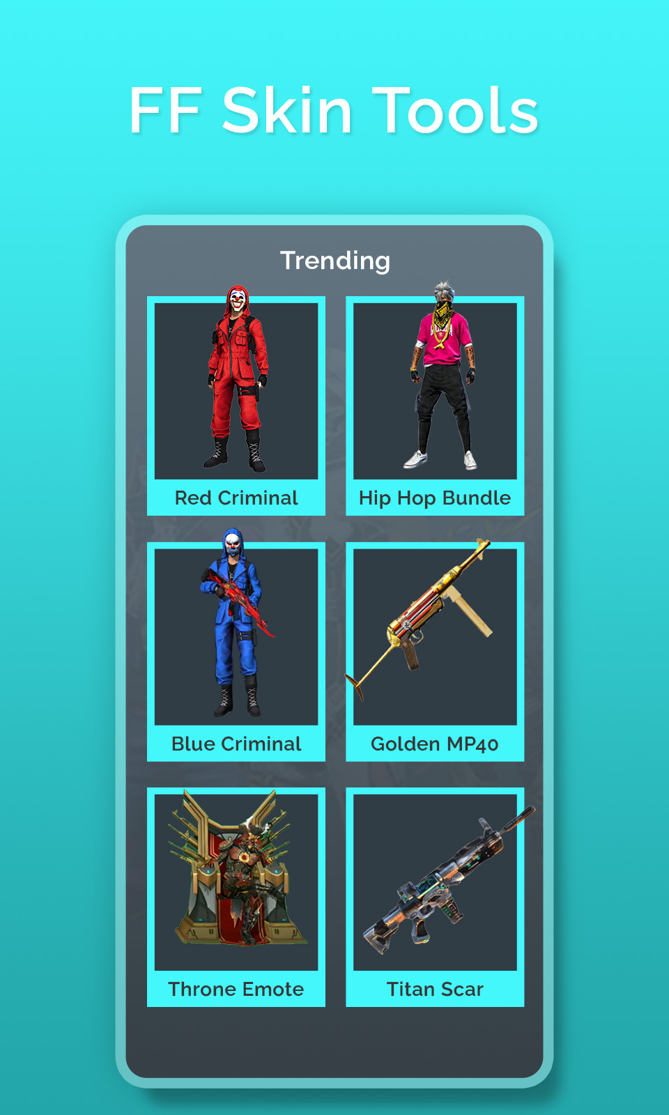 اسکرین شات 1 برنامه FFF FF Skin Tool, Elite pass Bundles, Emote, skin