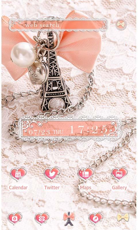 اسکرین شات 1 برنامه Cute Theme-Girly Eiffel Tower-