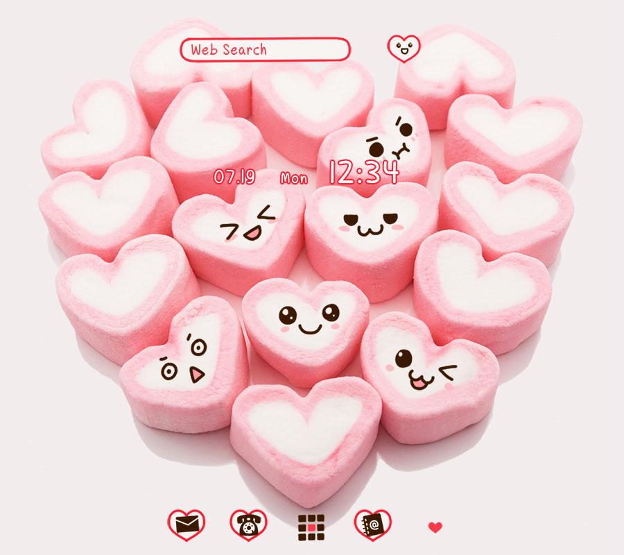 اسکرین شات 1 برنامه Marshmallow Hearts +HOME Theme