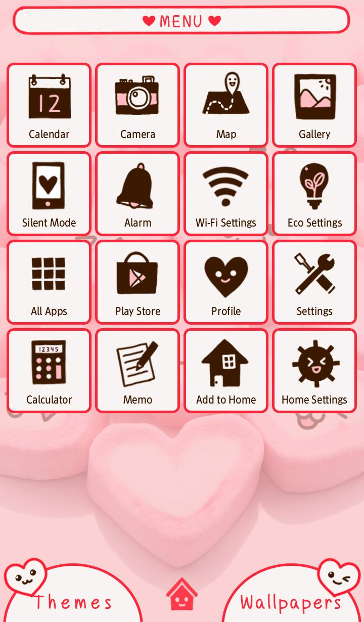 اسکرین شات برنامه Marshmallow Hearts +HOME Theme 2