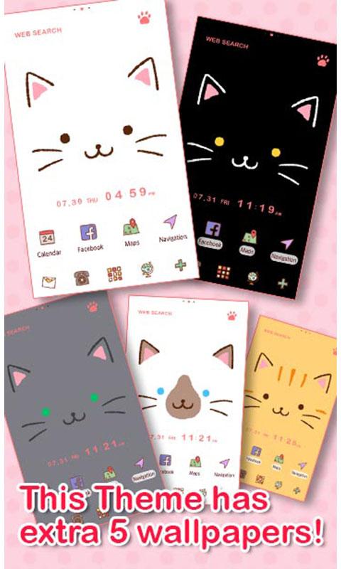 اسکرین شات 5 برنامه Cute Theme-Kitty Face-