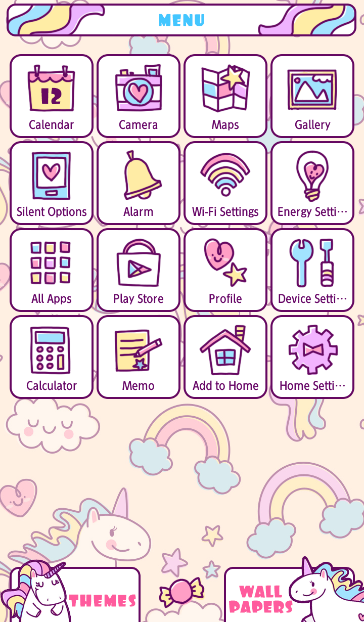اسکرین شات 2 برنامه Endearing Unicorns Theme