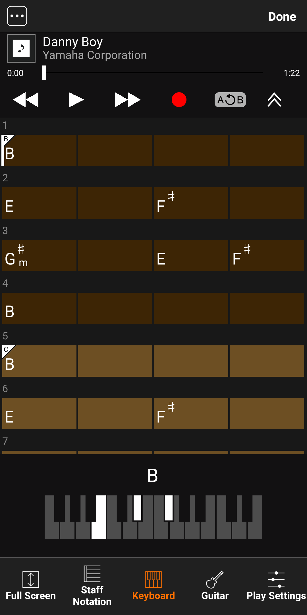اسکرین شات 2 برنامه Chord Tracker