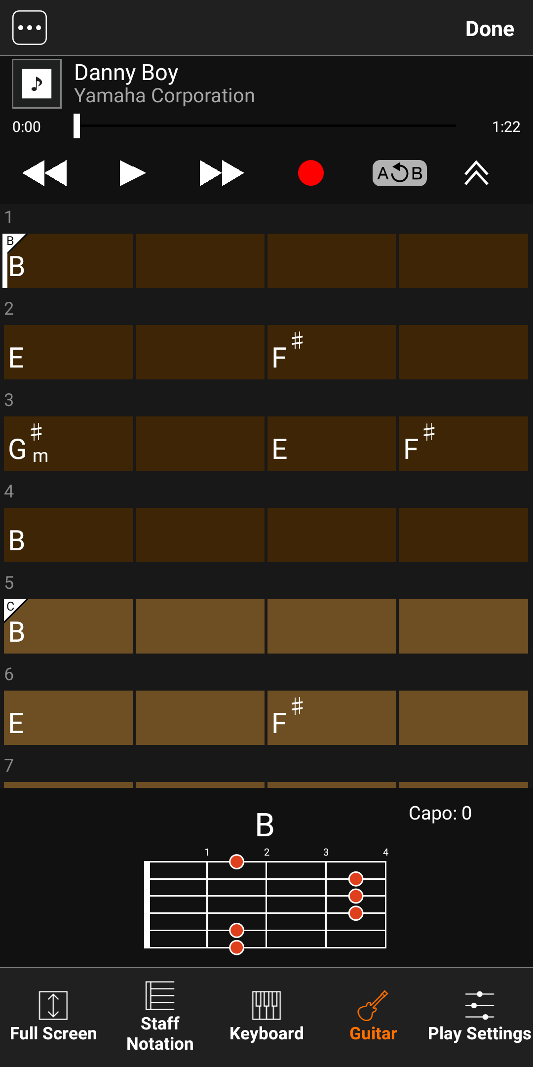 اسکرین شات 3 برنامه Chord Tracker