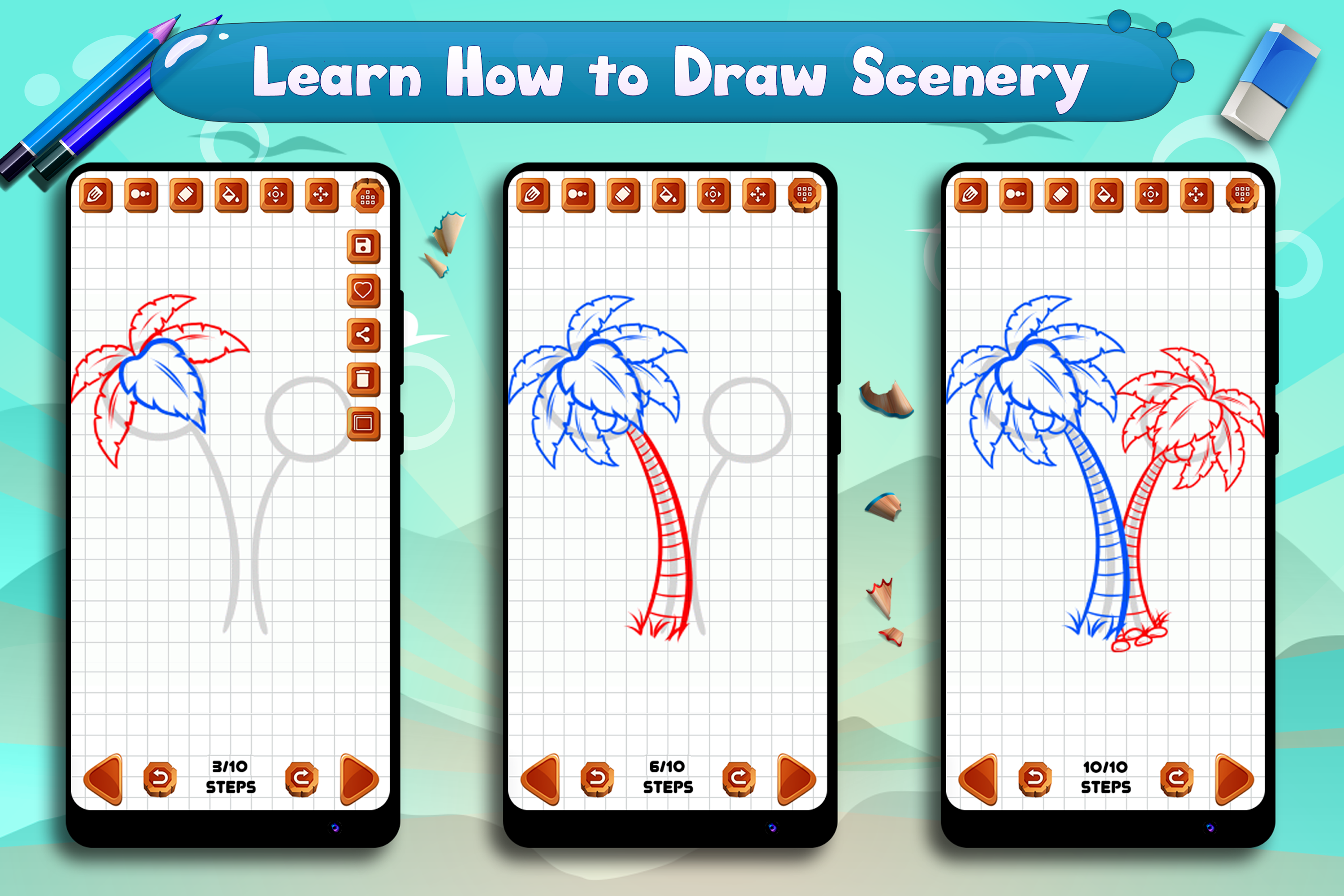 اسکرین شات 6 برنامه Learn to Draw Scenery & Nature