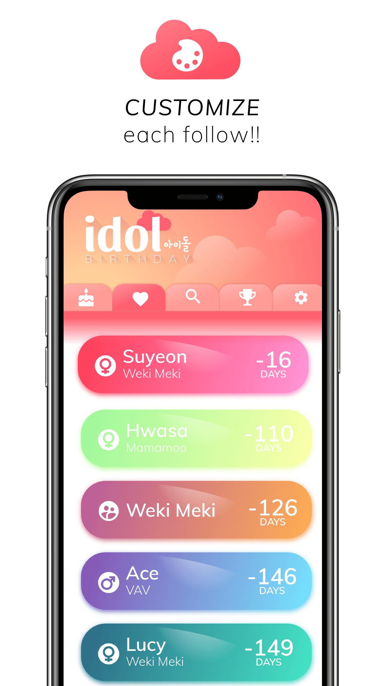 اسکرین شات 5 برنامه Kpop Idol Birthday Reminder