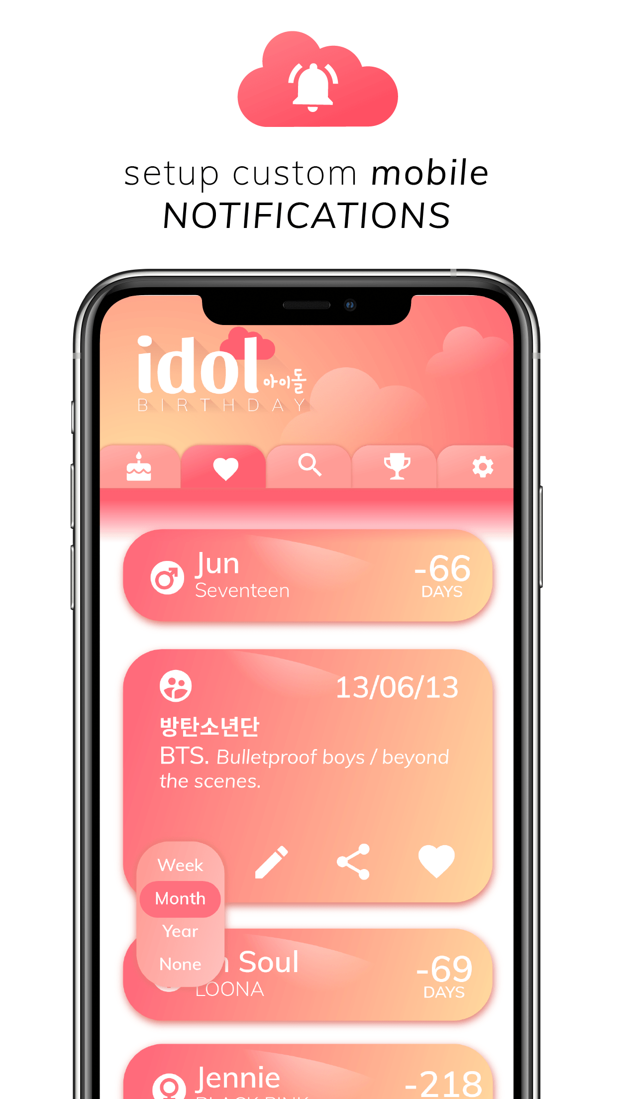 اسکرین شات 4 برنامه Kpop Idol Birthday Reminder