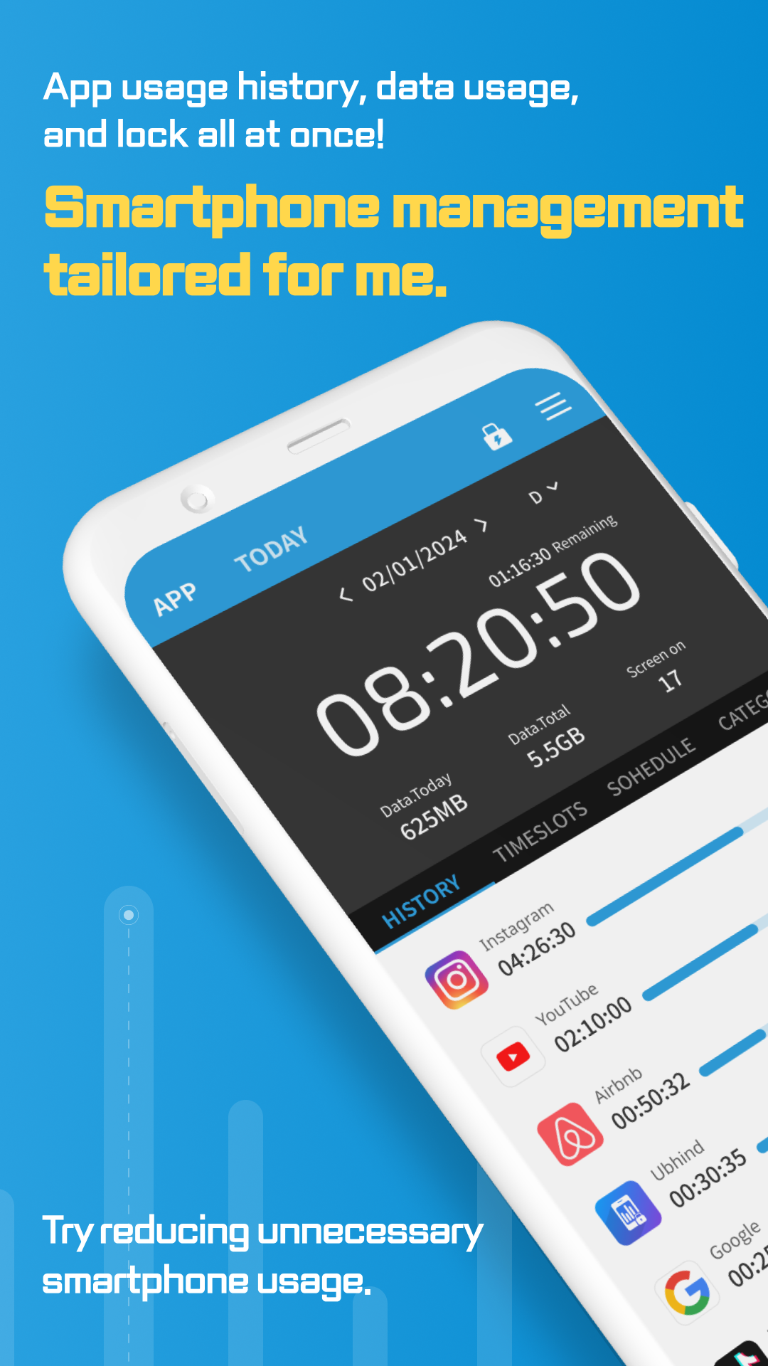 اسکرین شات 1 برنامه UBhind(App lock/Screen time)