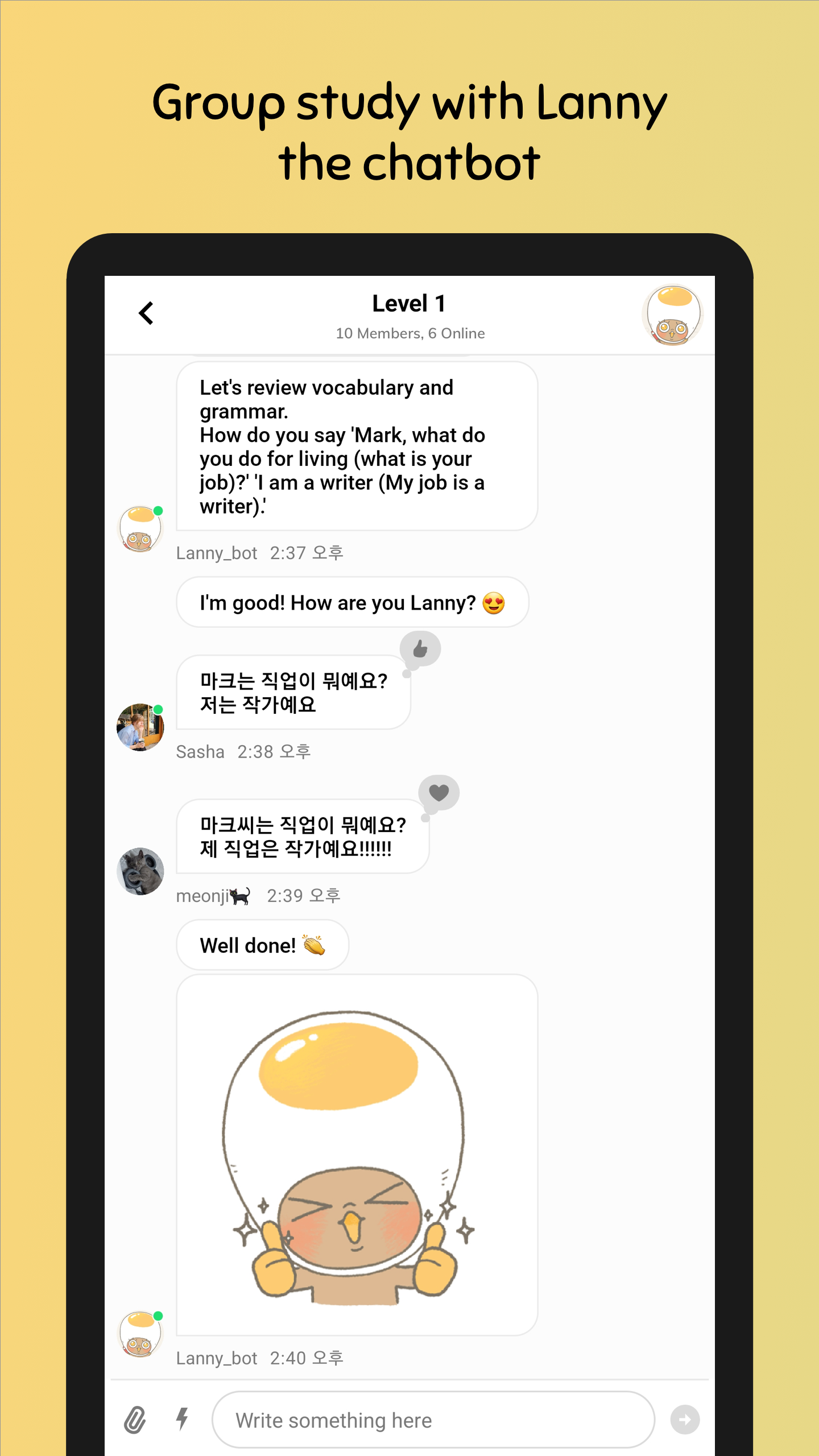 اسکرین شات 5 برنامه Eggbun: Learn Korean Fun