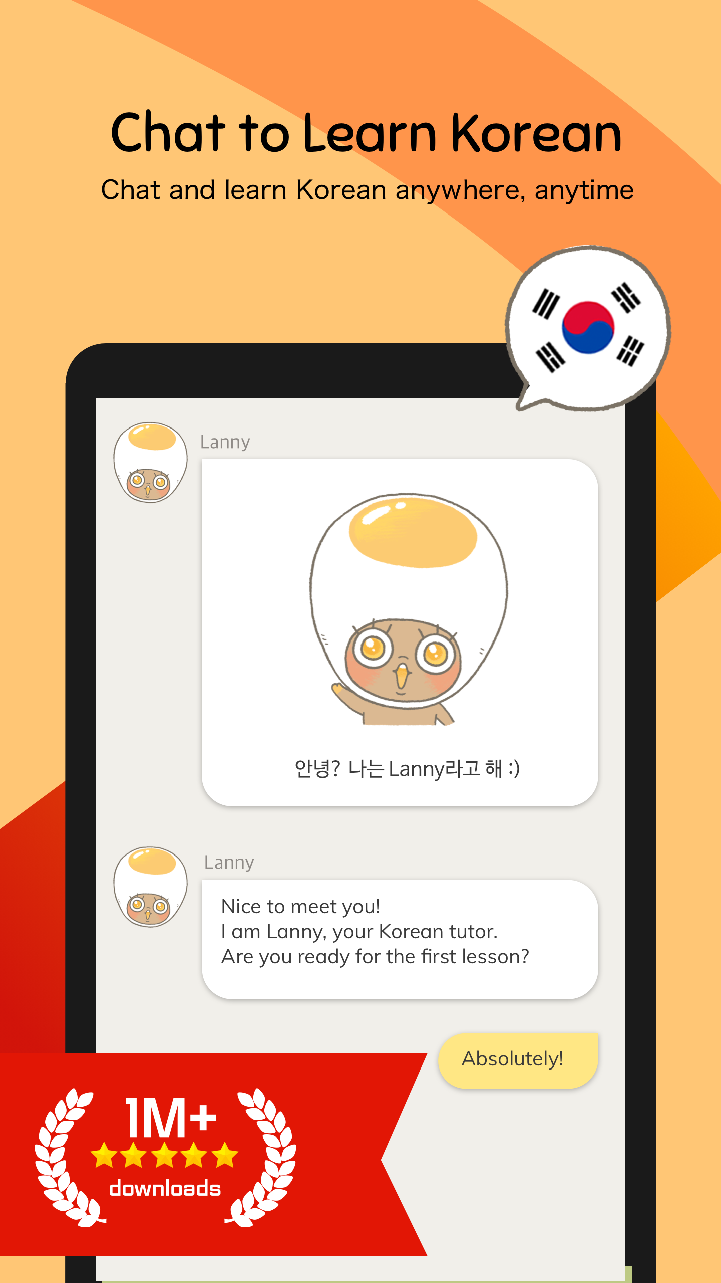 اسکرین شات 1 برنامه Eggbun: Learn Korean Fun