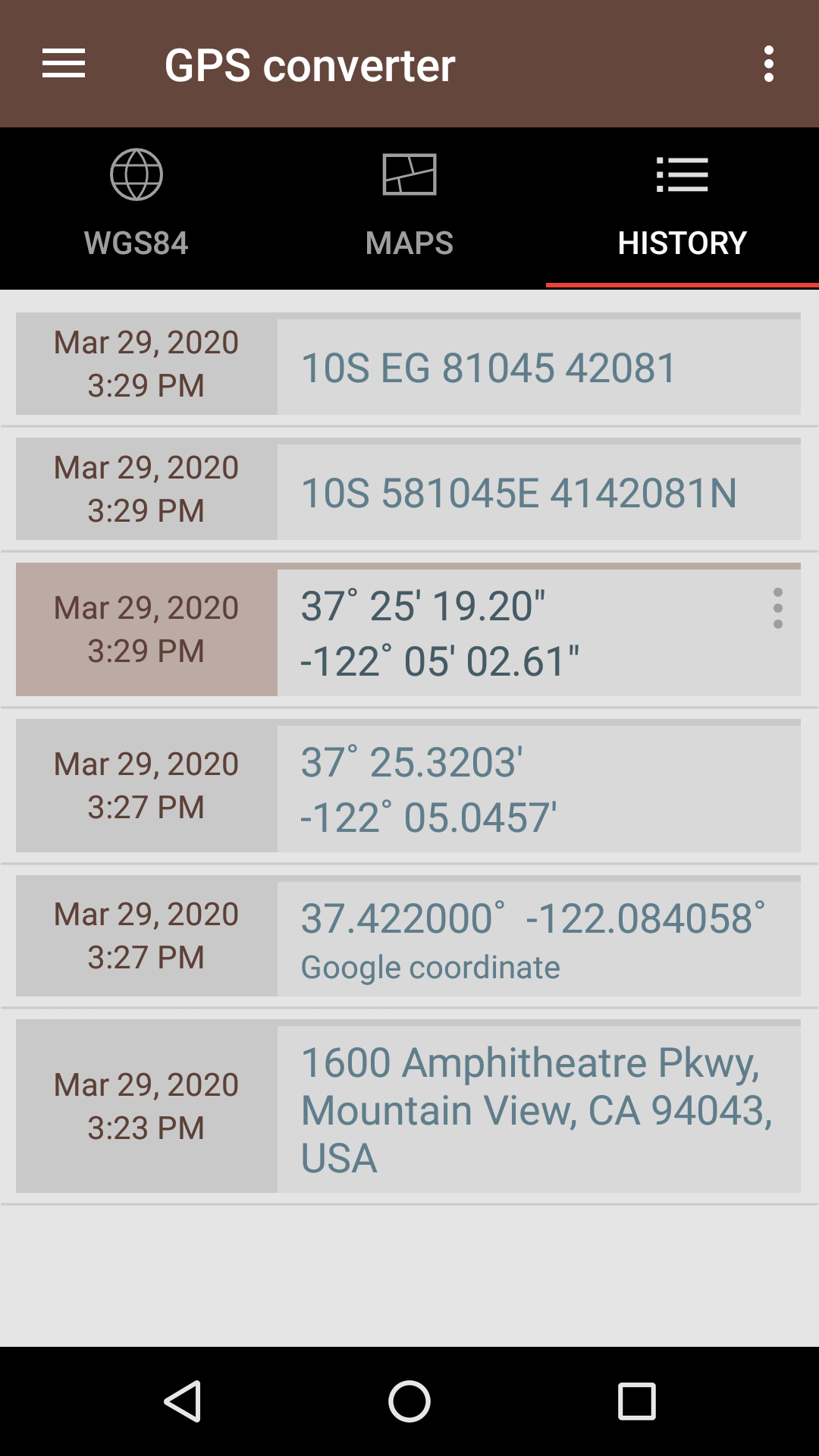 اسکرین شات 3 برنامه GPS coordinate converter