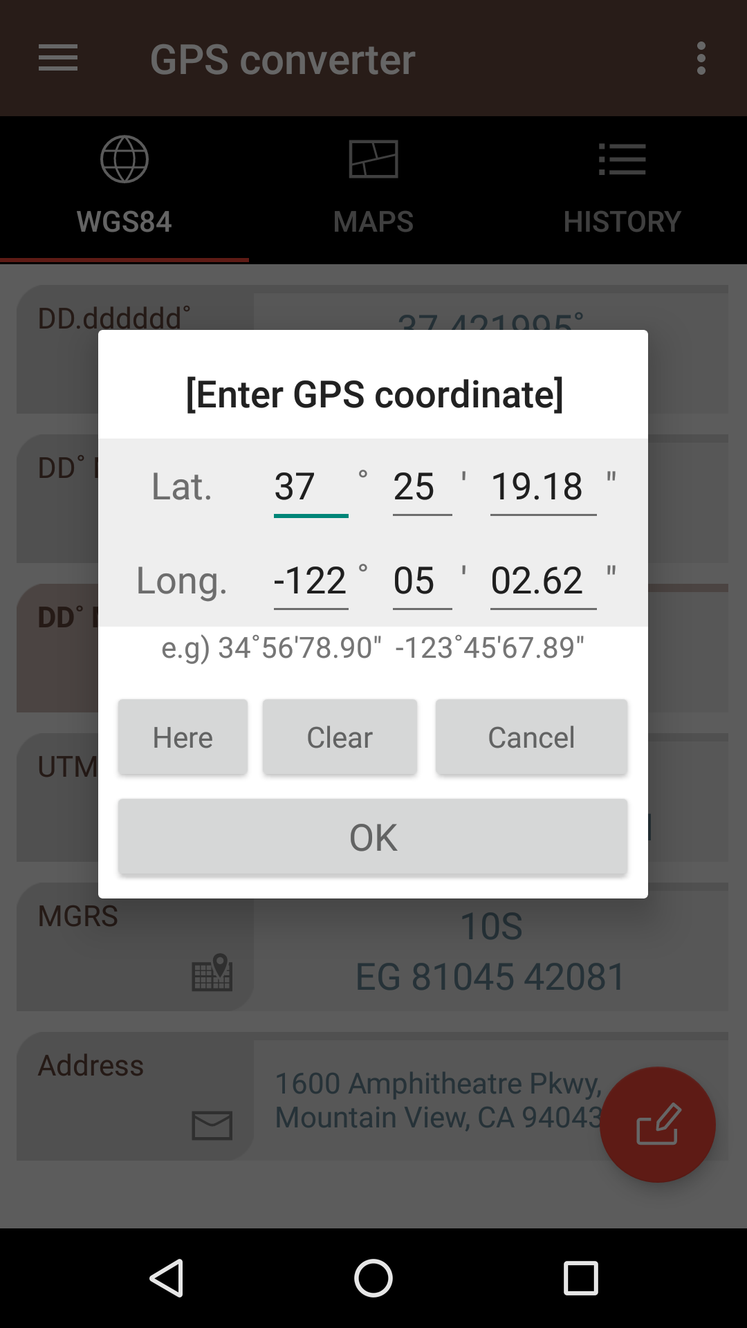 اسکرین شات 6 برنامه GPS coordinate converter