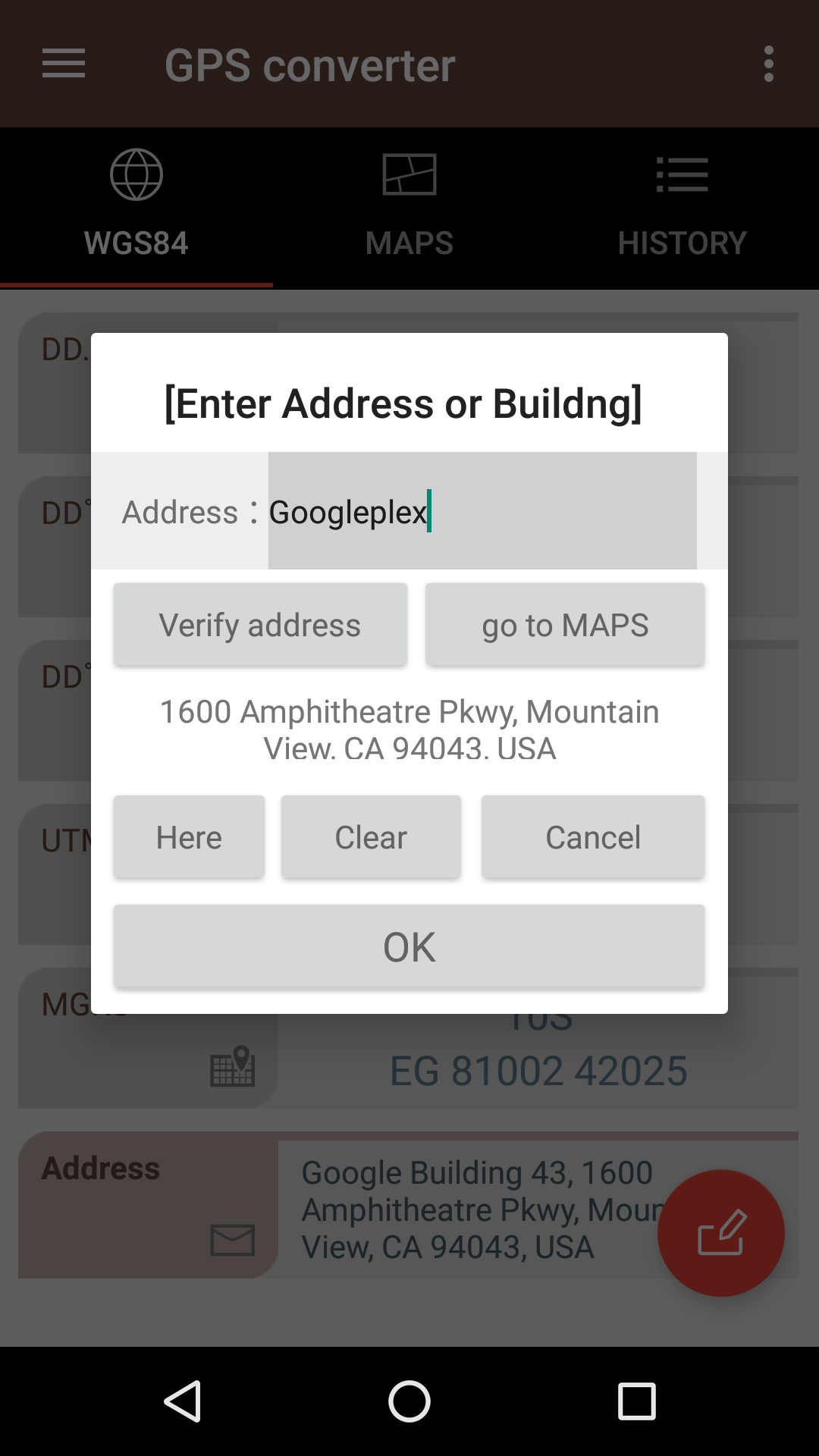 اسکرین شات 4 برنامه GPS coordinate converter