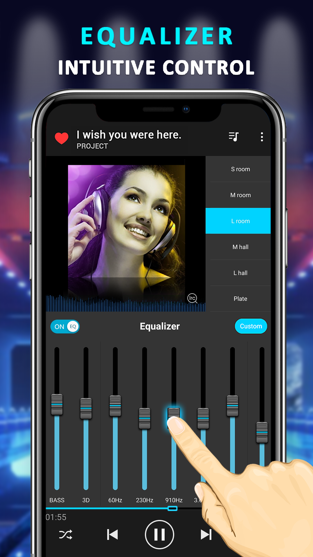 اسکرین شات 2 برنامه EQ Bass Music Player- KX Music