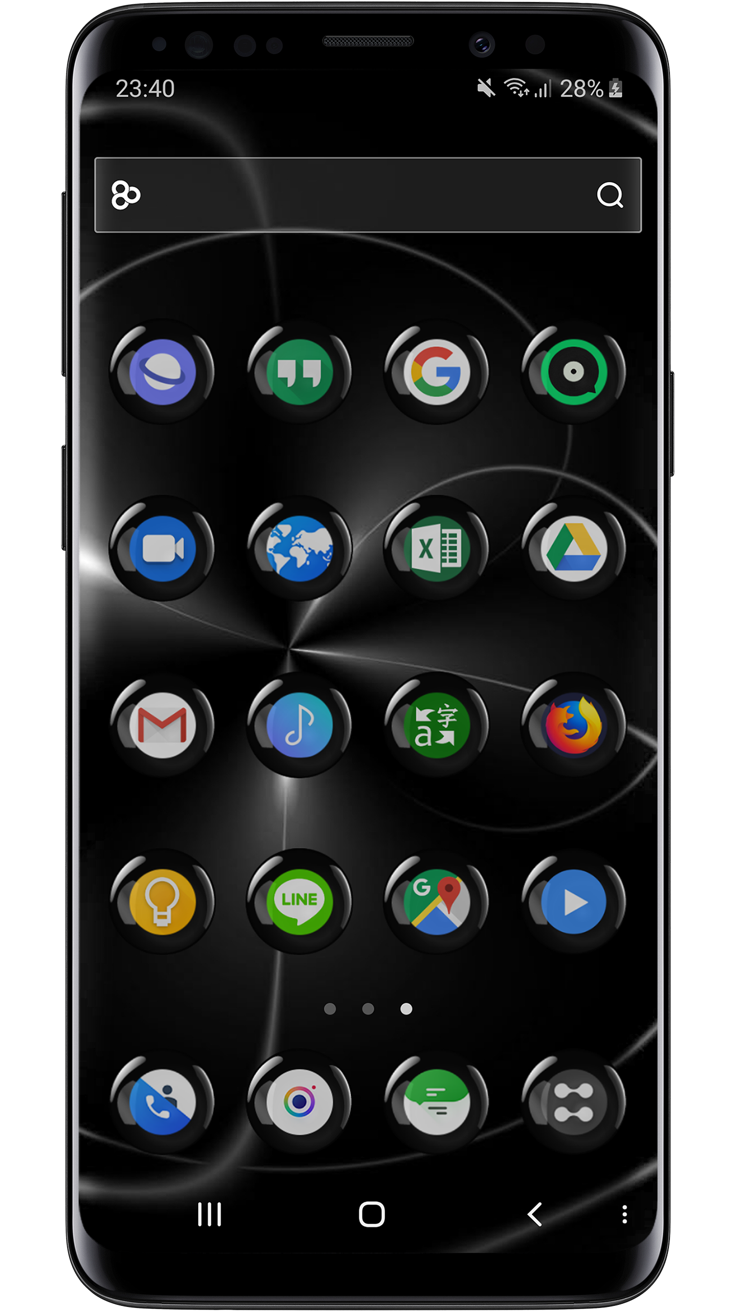 اسکرین شات 5 برنامه Theme Launcher - Spheres Black