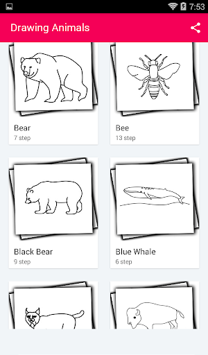 اسکرین شات 2 برنامه Drawing Animals