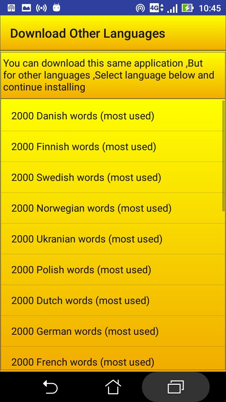 اسکرین شات 5 برنامه 2000 Spanish Words (most used)
