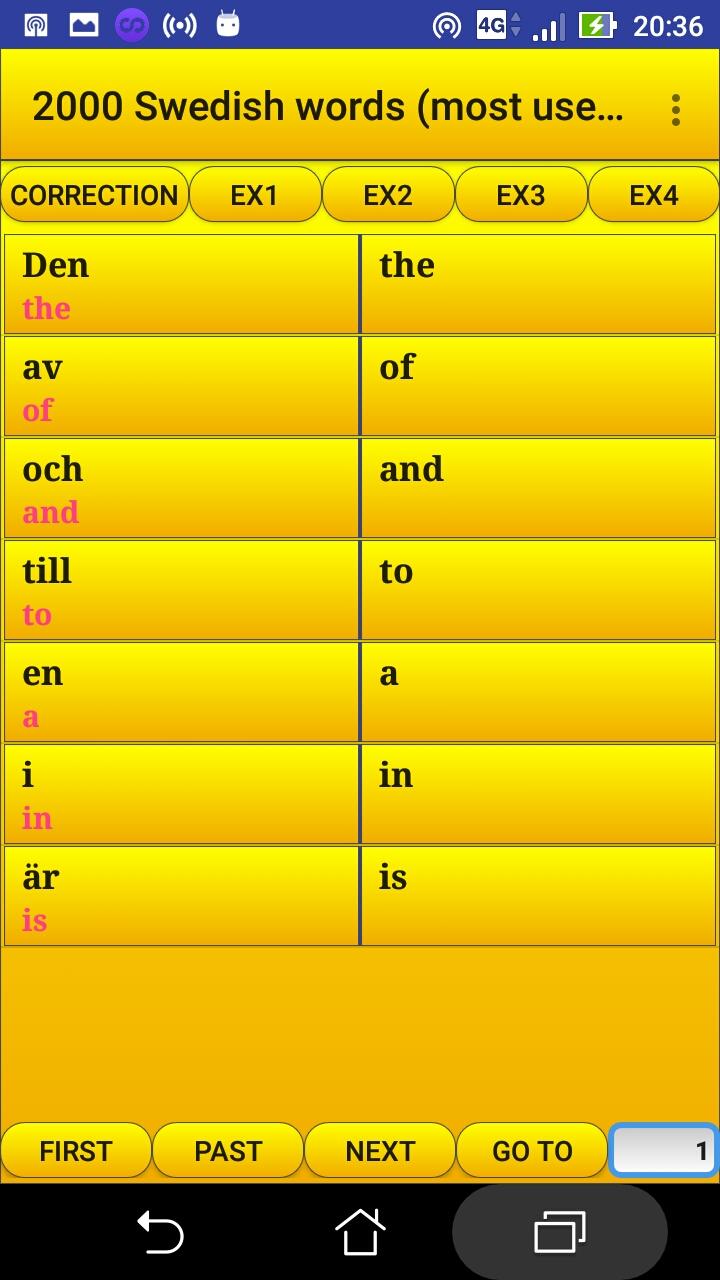 اسکرین شات 1 برنامه 2000 Swedish Words (most used)