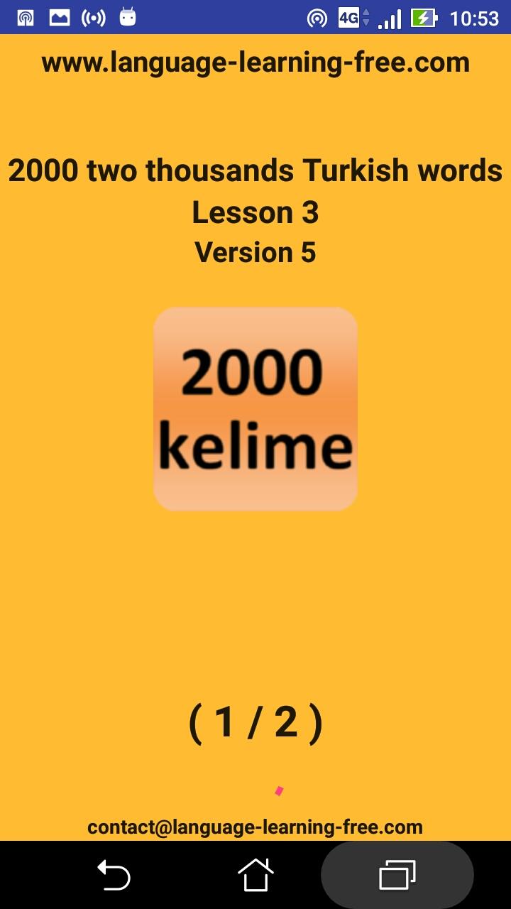 اسکرین شات 7 برنامه 2000 Turkish Words (most used)