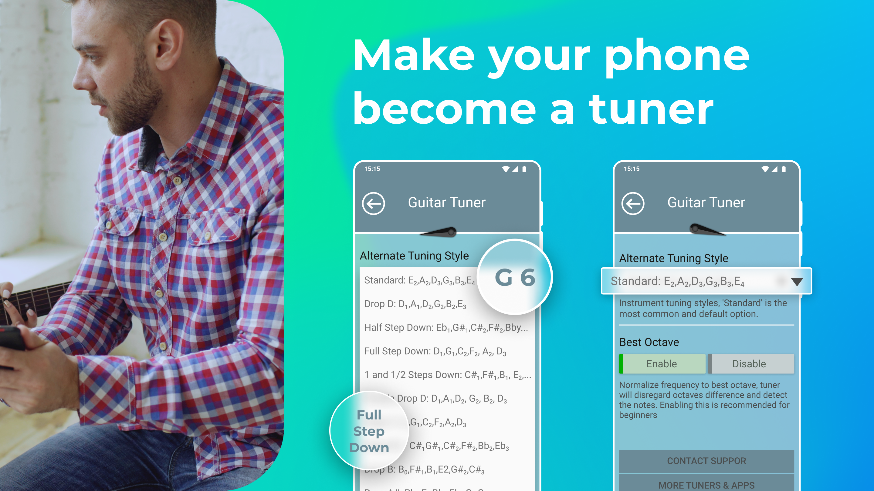 اسکرین شات 2 برنامه Guitar Tuner