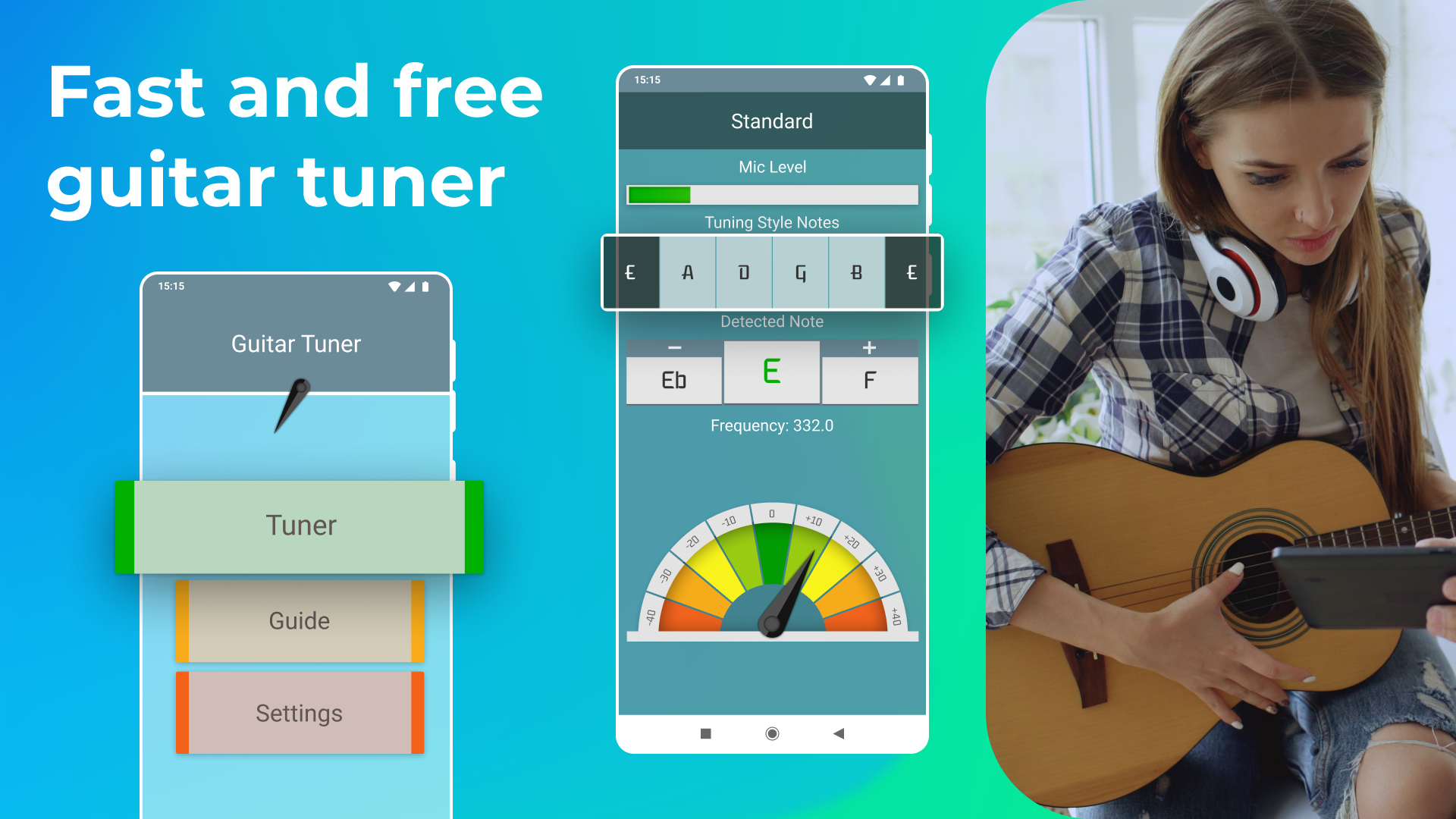اسکرین شات 1 برنامه Guitar Tuner