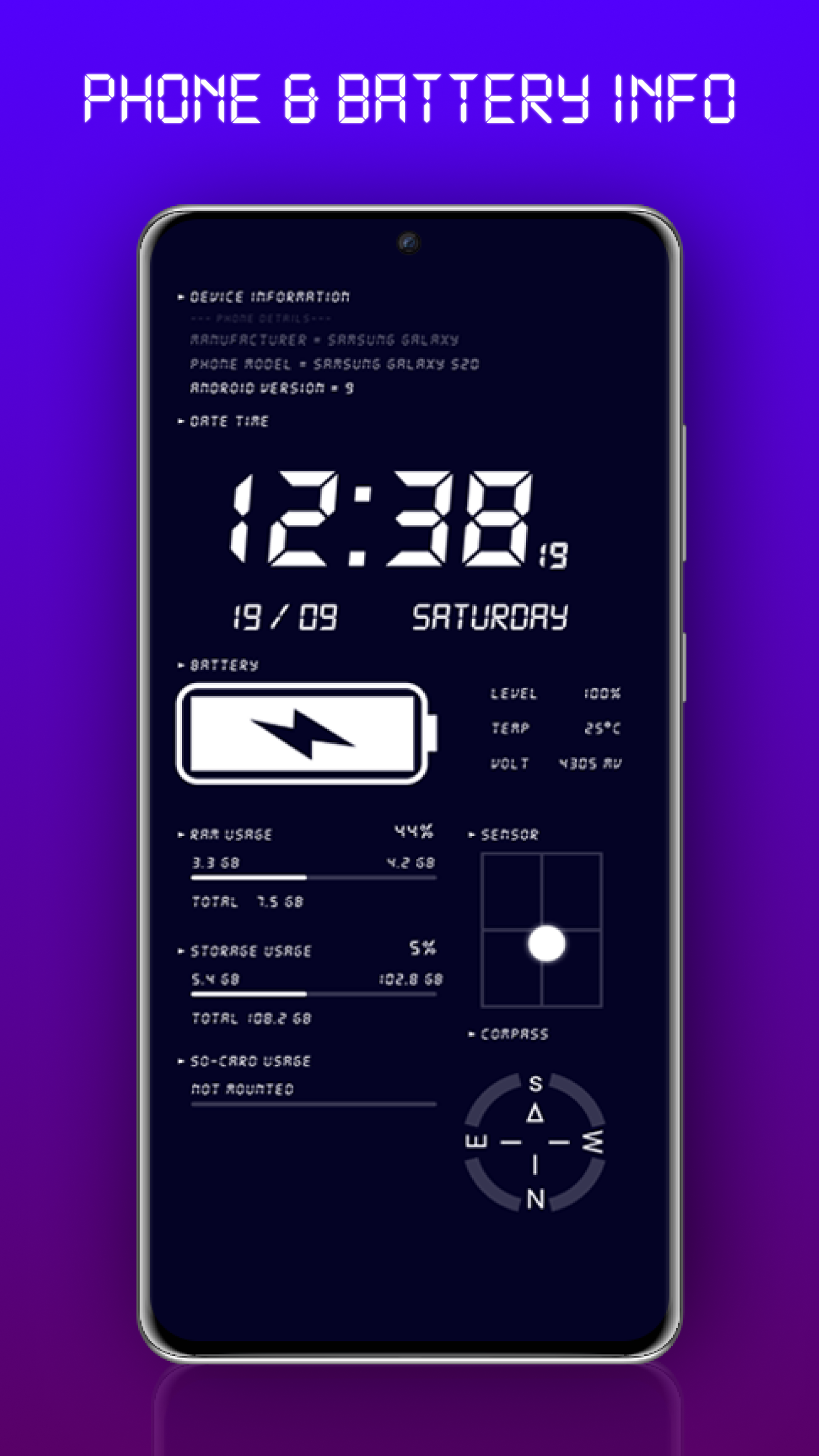 اسکرین شات 2 برنامه Digital Clock & Battery Charge