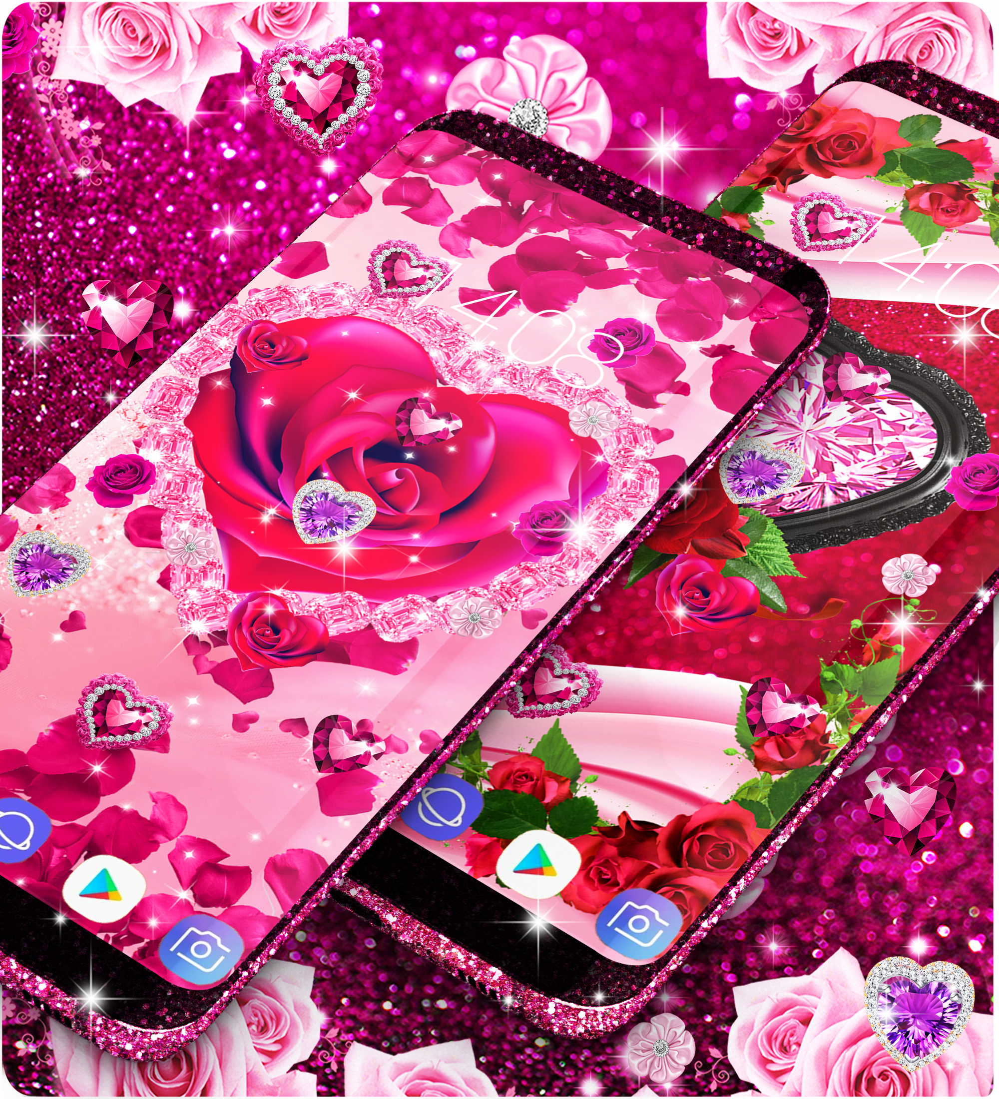 اسکرین شات 2 برنامه Diamond rose glitter wallpaper