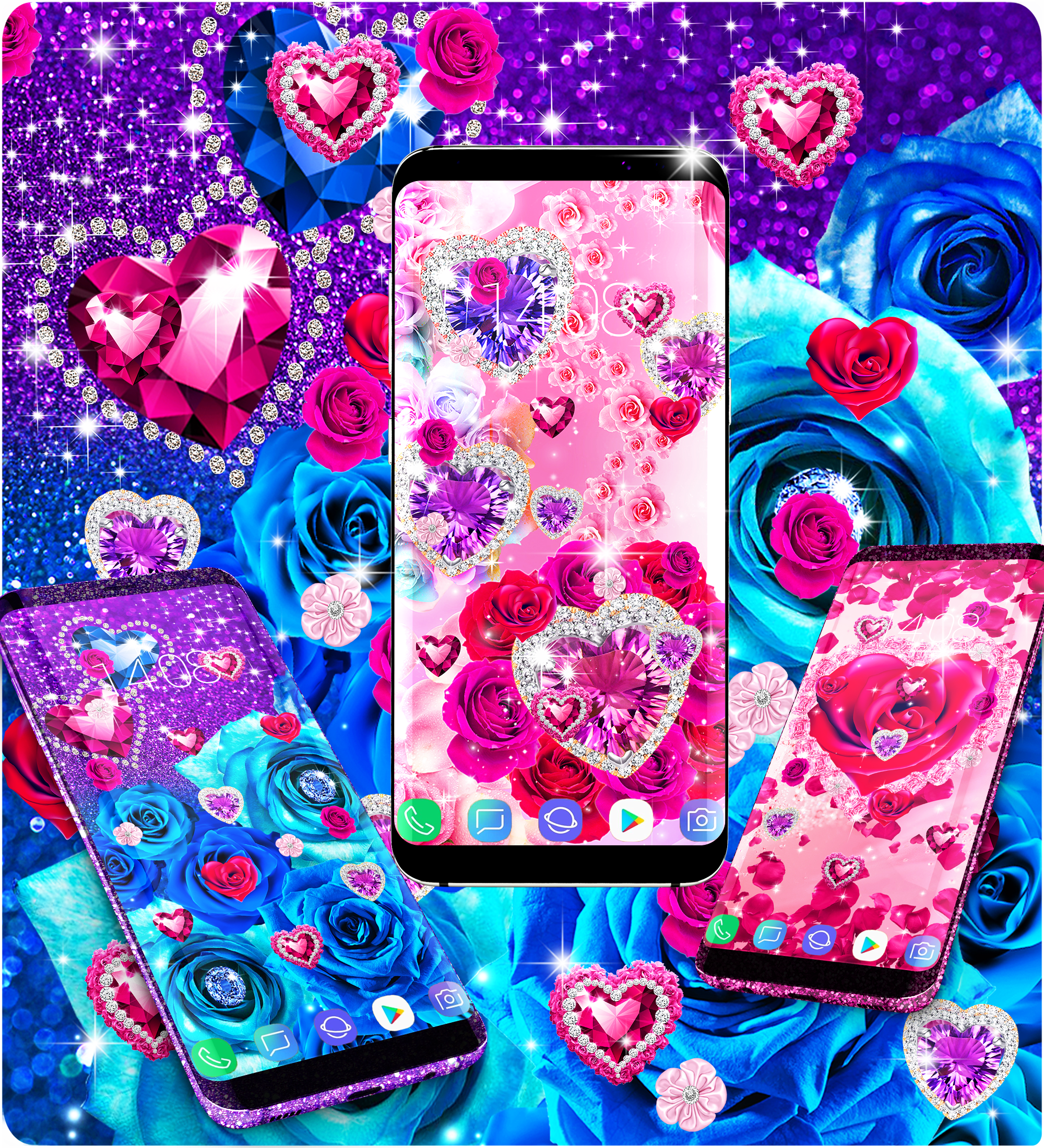 اسکرین شات 5 برنامه Diamond rose glitter wallpaper