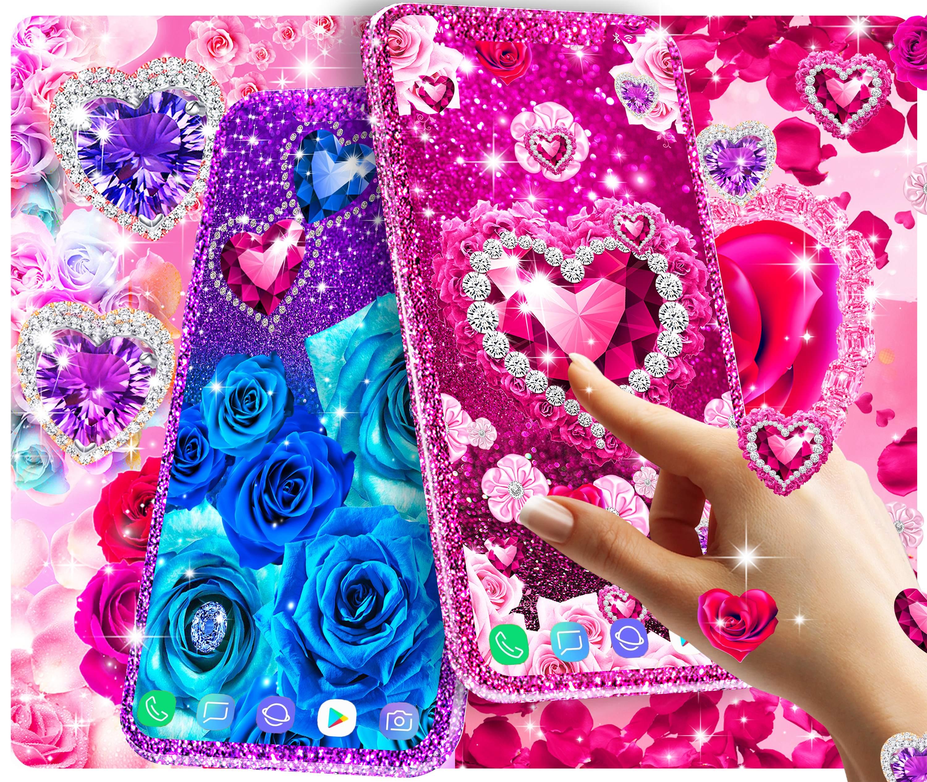 اسکرین شات 1 برنامه Diamond rose glitter wallpaper