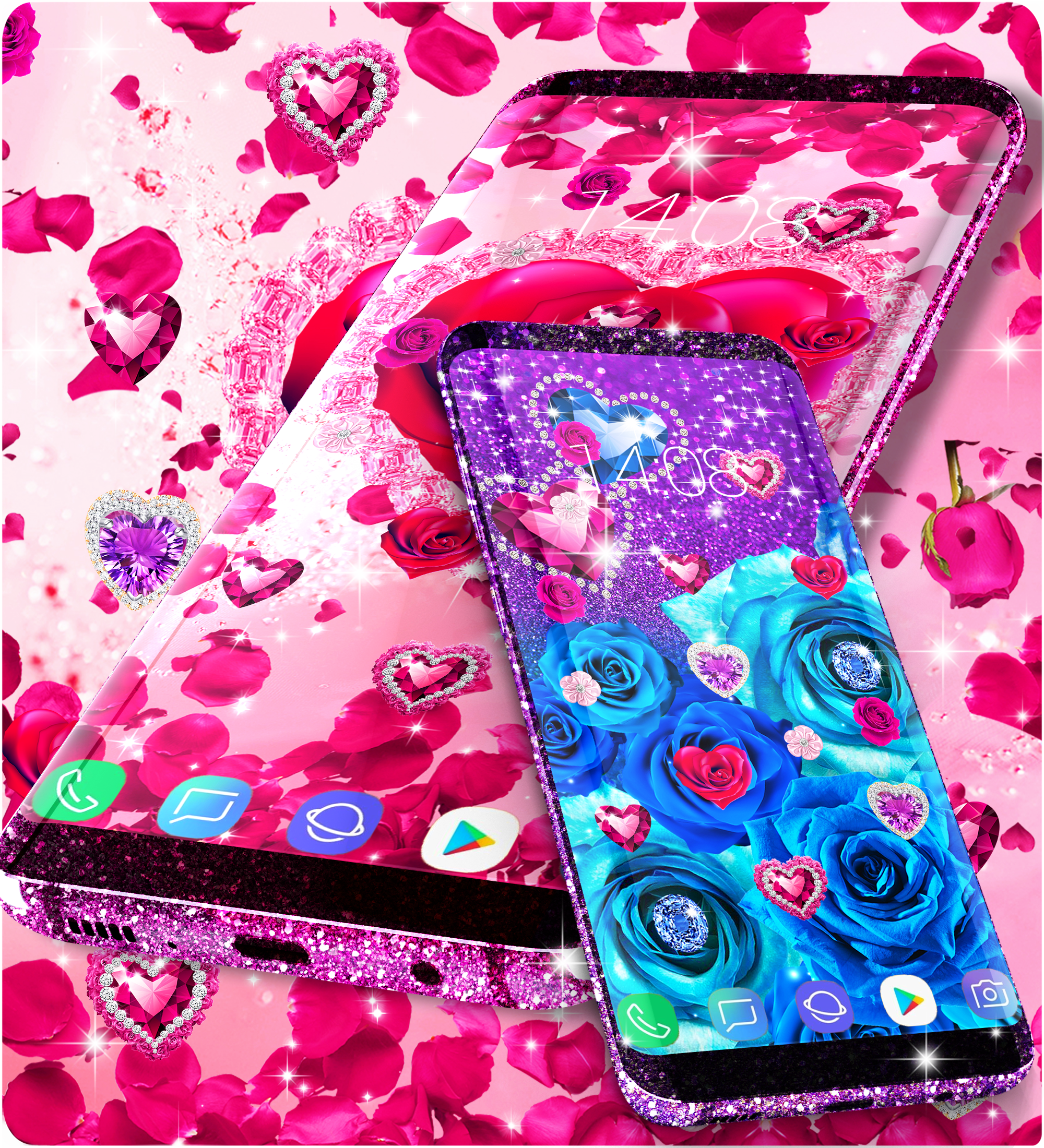 اسکرین شات 4 برنامه Diamond rose glitter wallpaper