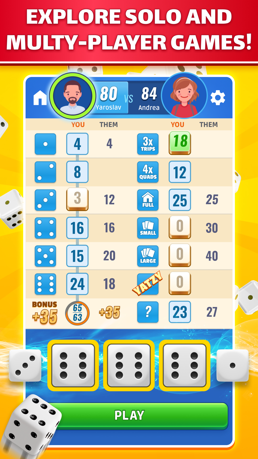 اسکرین شات 2 بازی Yatzy: Dice Game Online
