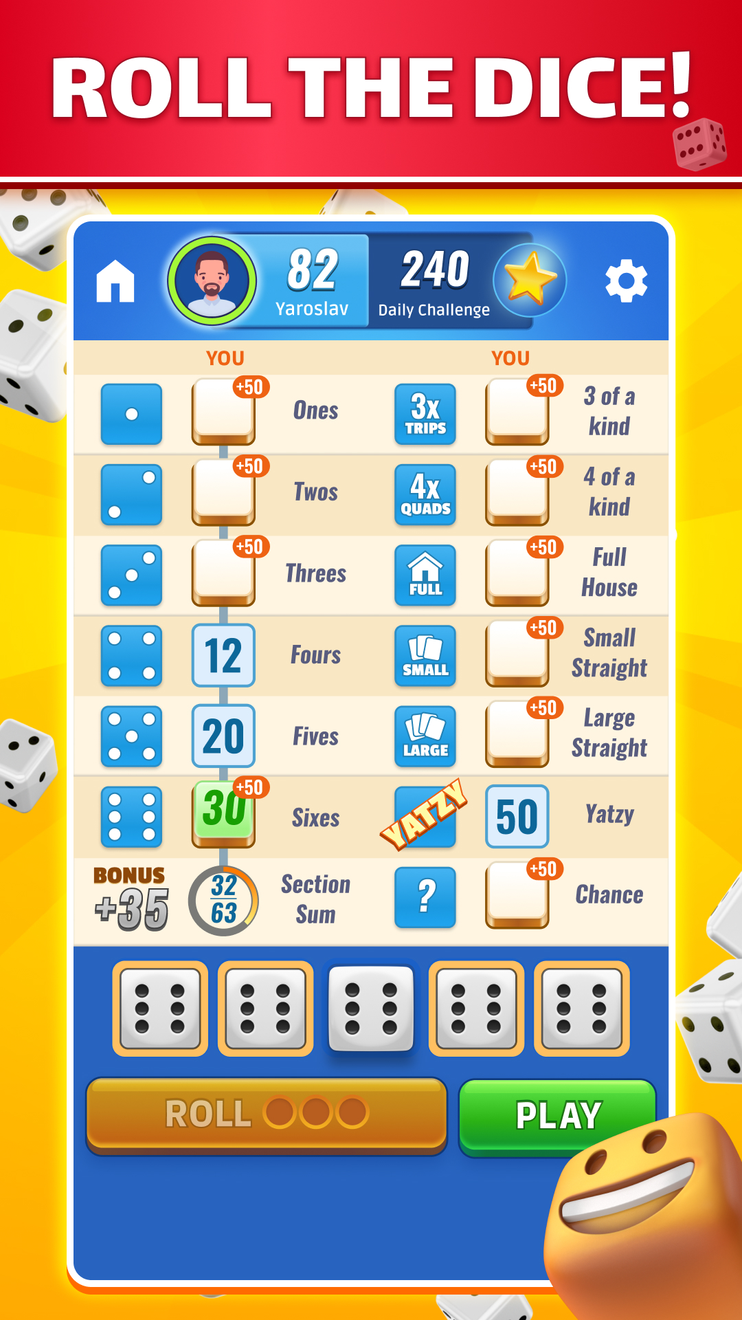 اسکرین شات 5 بازی Yatzy: Dice Game Online