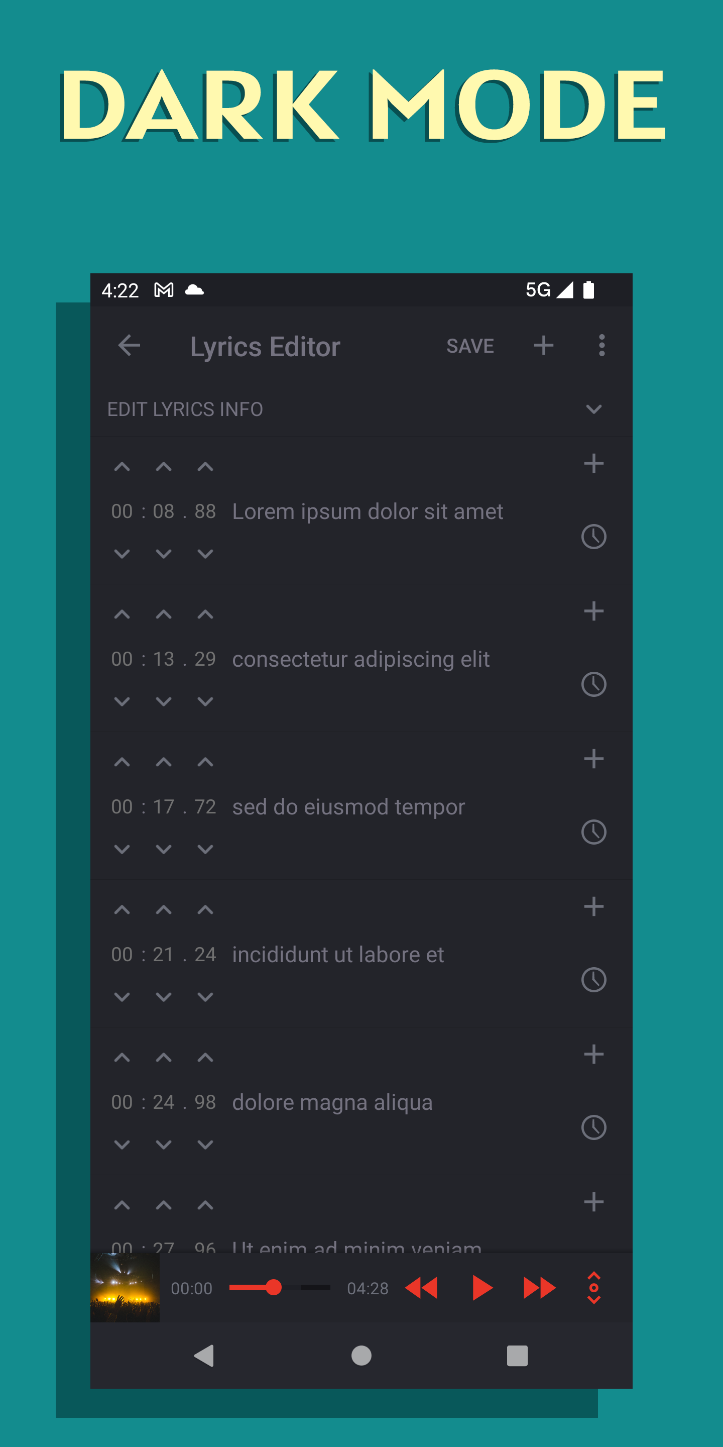 اسکرین شات 7 برنامه Lyrics Editor: Make Lyrics