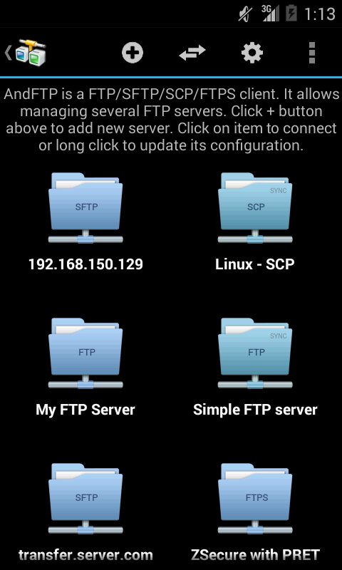 اسکرین شات 1 برنامه AndFTP File Manager